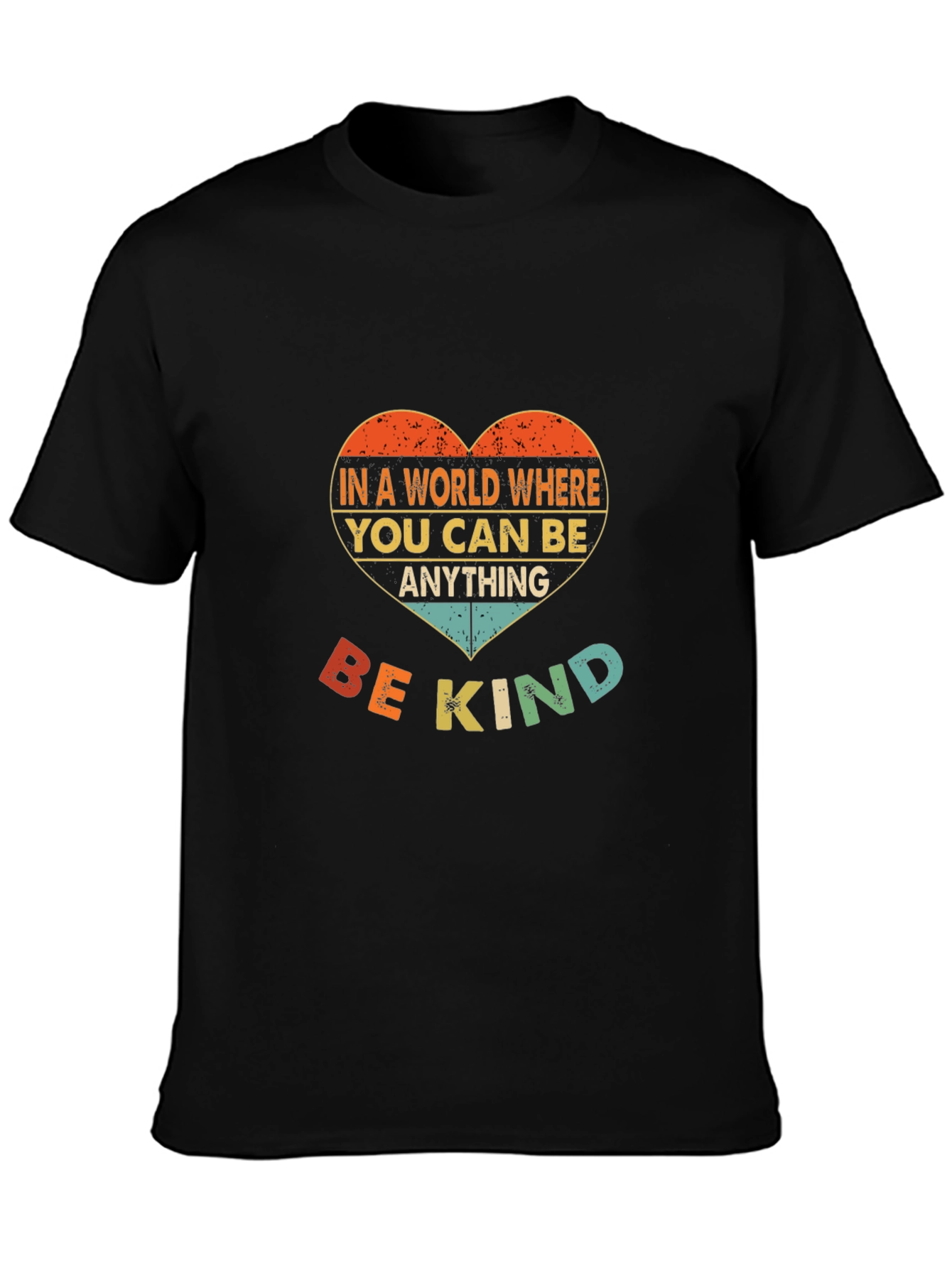 Black Be Kind T-Shirt - Heart Design view 3