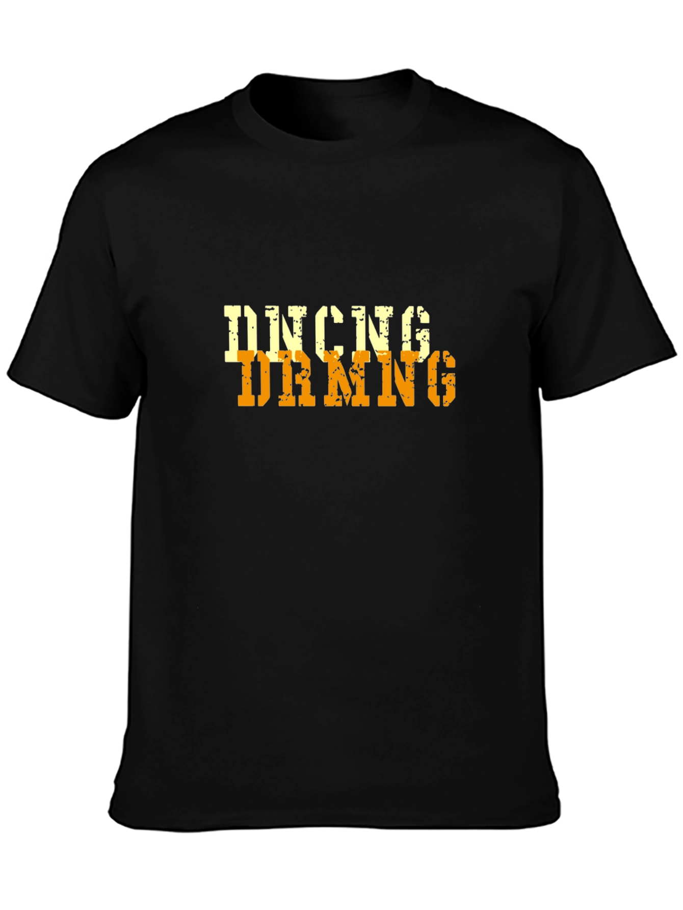Black Distressed Graphic Print Black Casual T-Shirt view 3