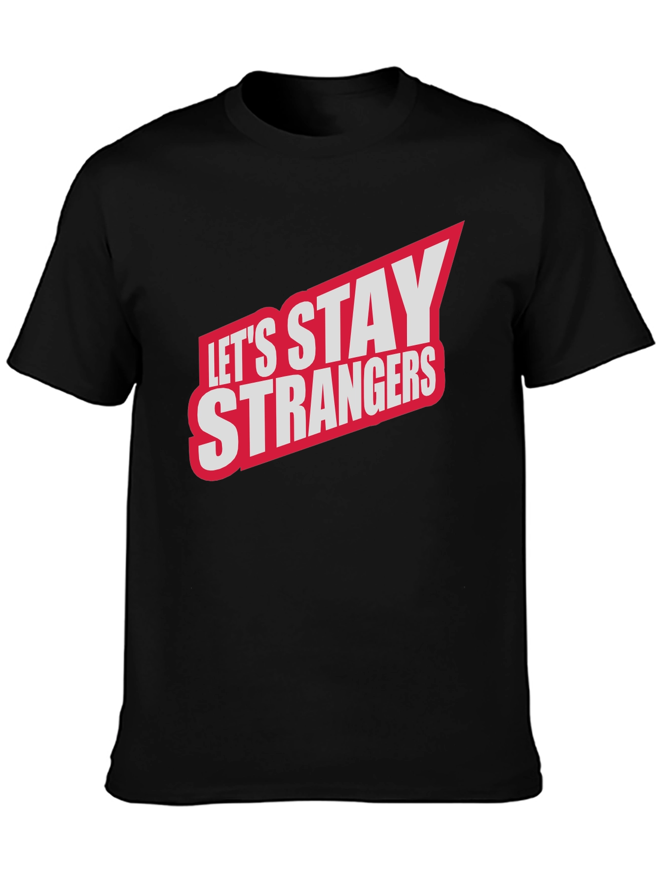 Black Let's Stay Strangers Graphic Tee - Black view 3