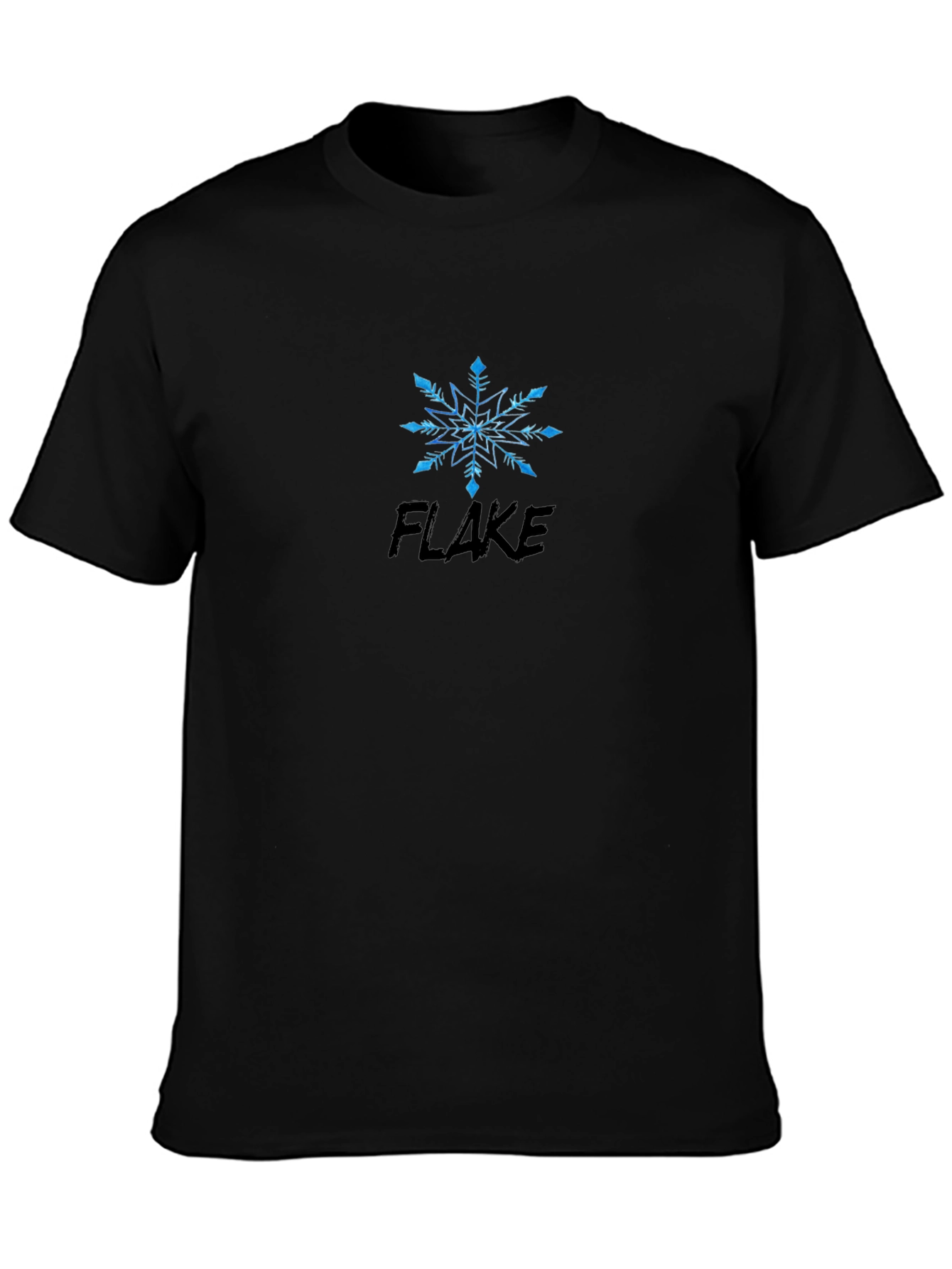 Black Flake Snowflake Graphic Black T-Shirt view 3