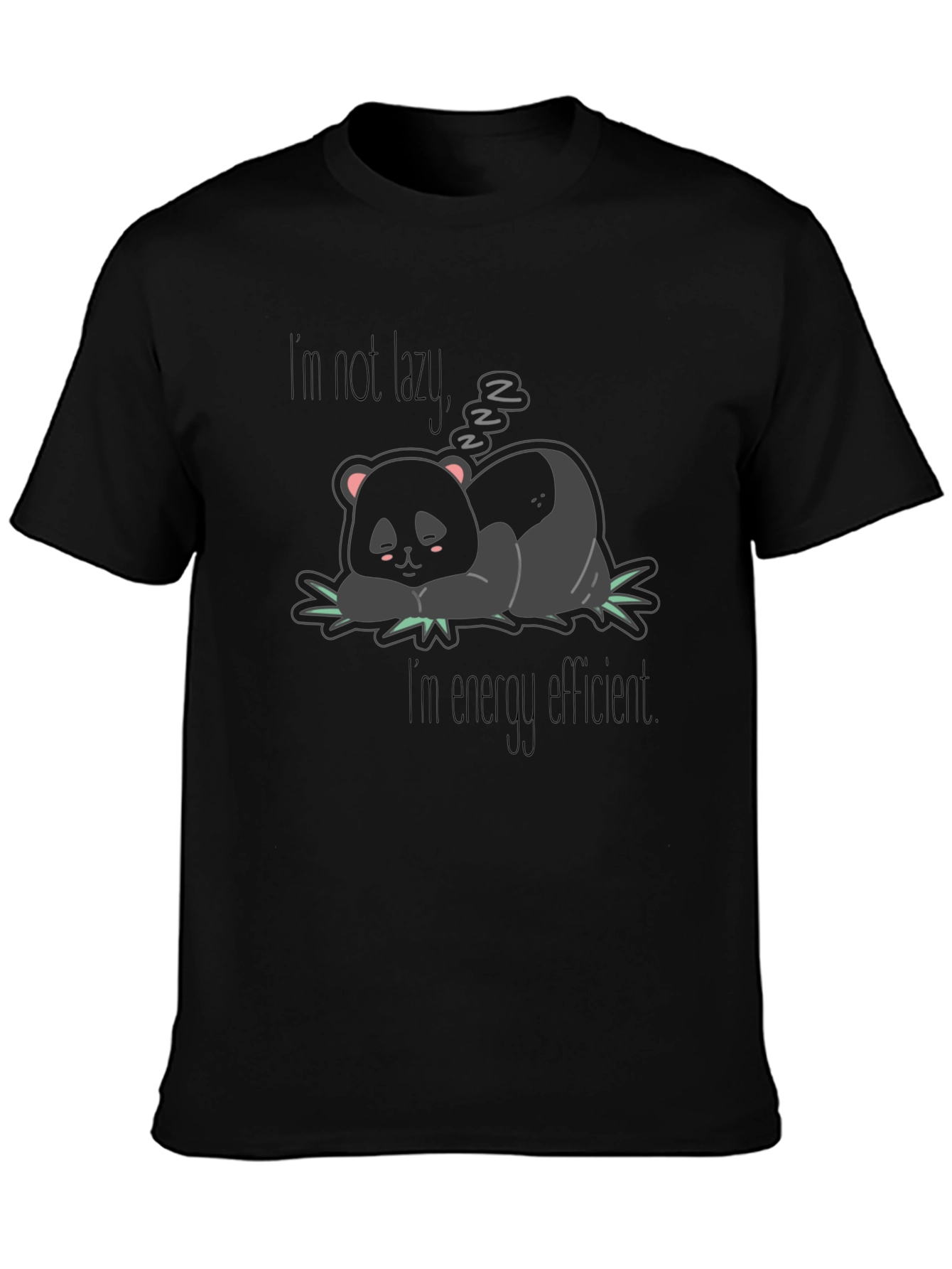 Black Lazy Panda Graphic Tee - Energy Efficient Humor view 3