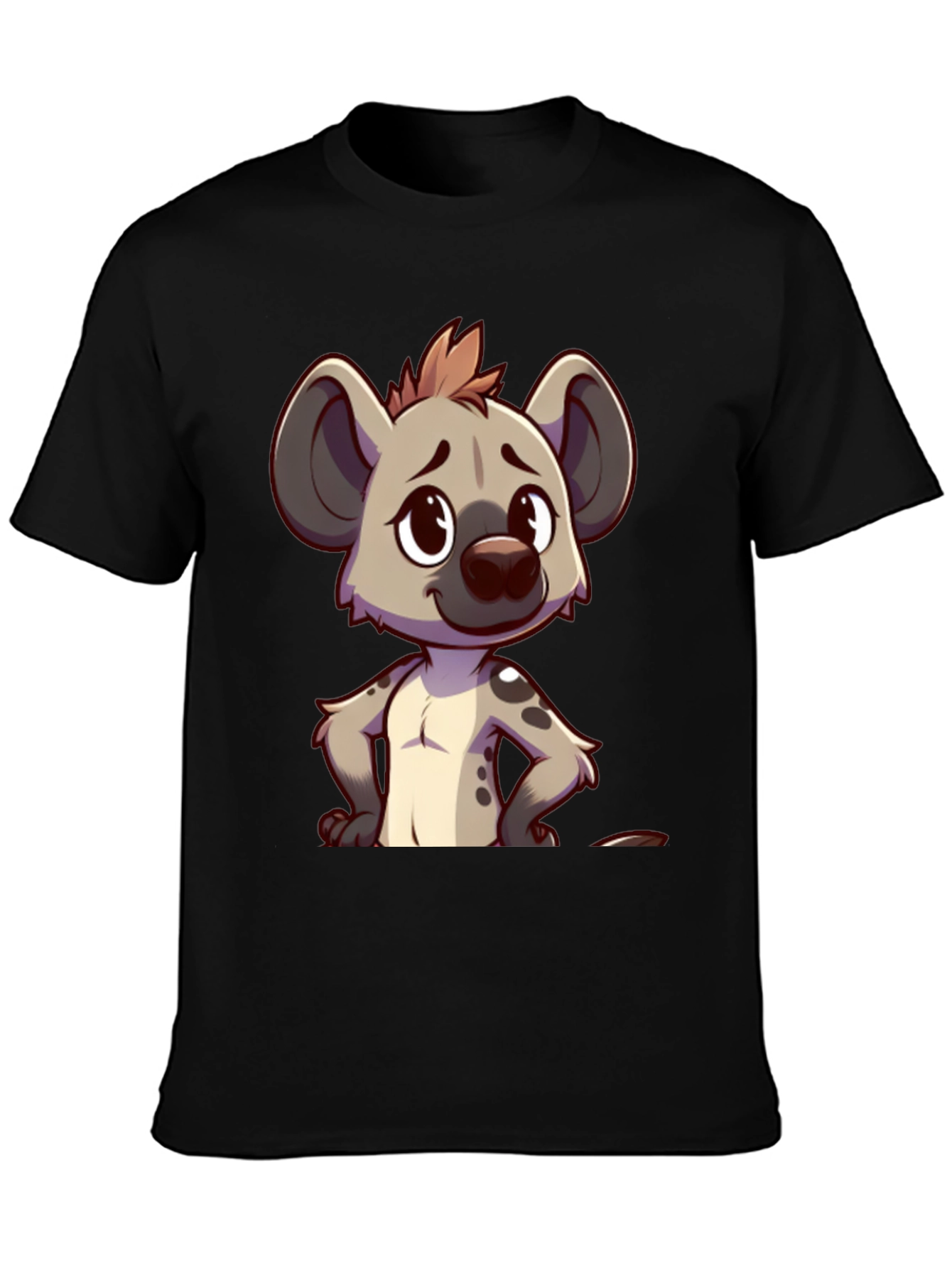 Black Cartoon Hyena Graphic Tee - Stylish Black T-Shirt view 3