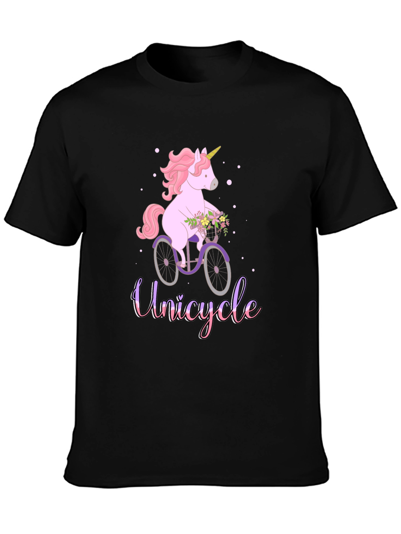 Black Unicycle Unicorn T-Shirt - Cute Graphic Tee view 3