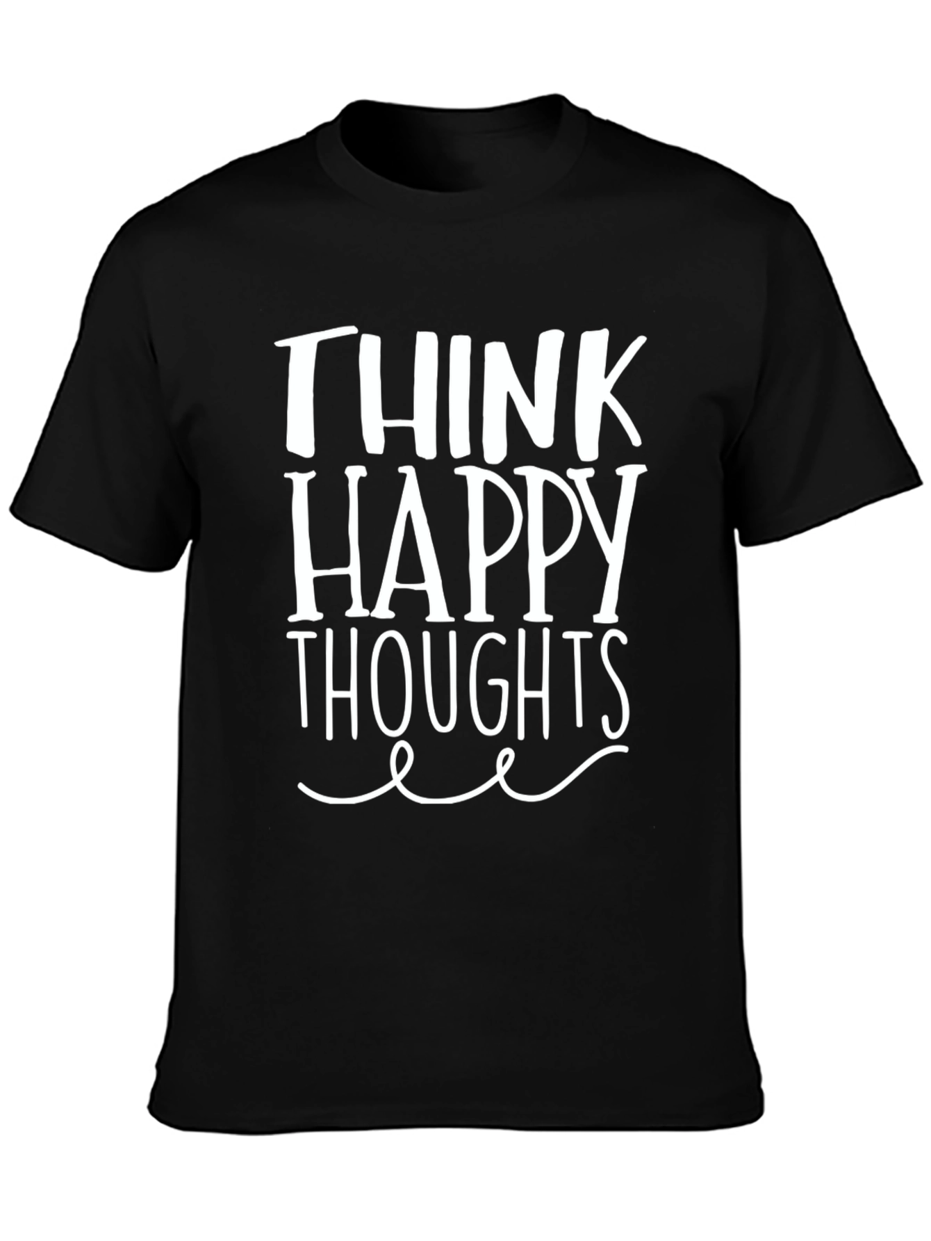 Black Think Happy Thoughts Graphic Tee - Black view 3