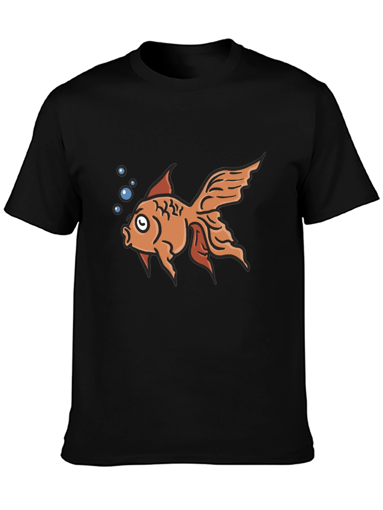 Black Goldfish Graphic T-Shirt - Black Cotton Tee view 3