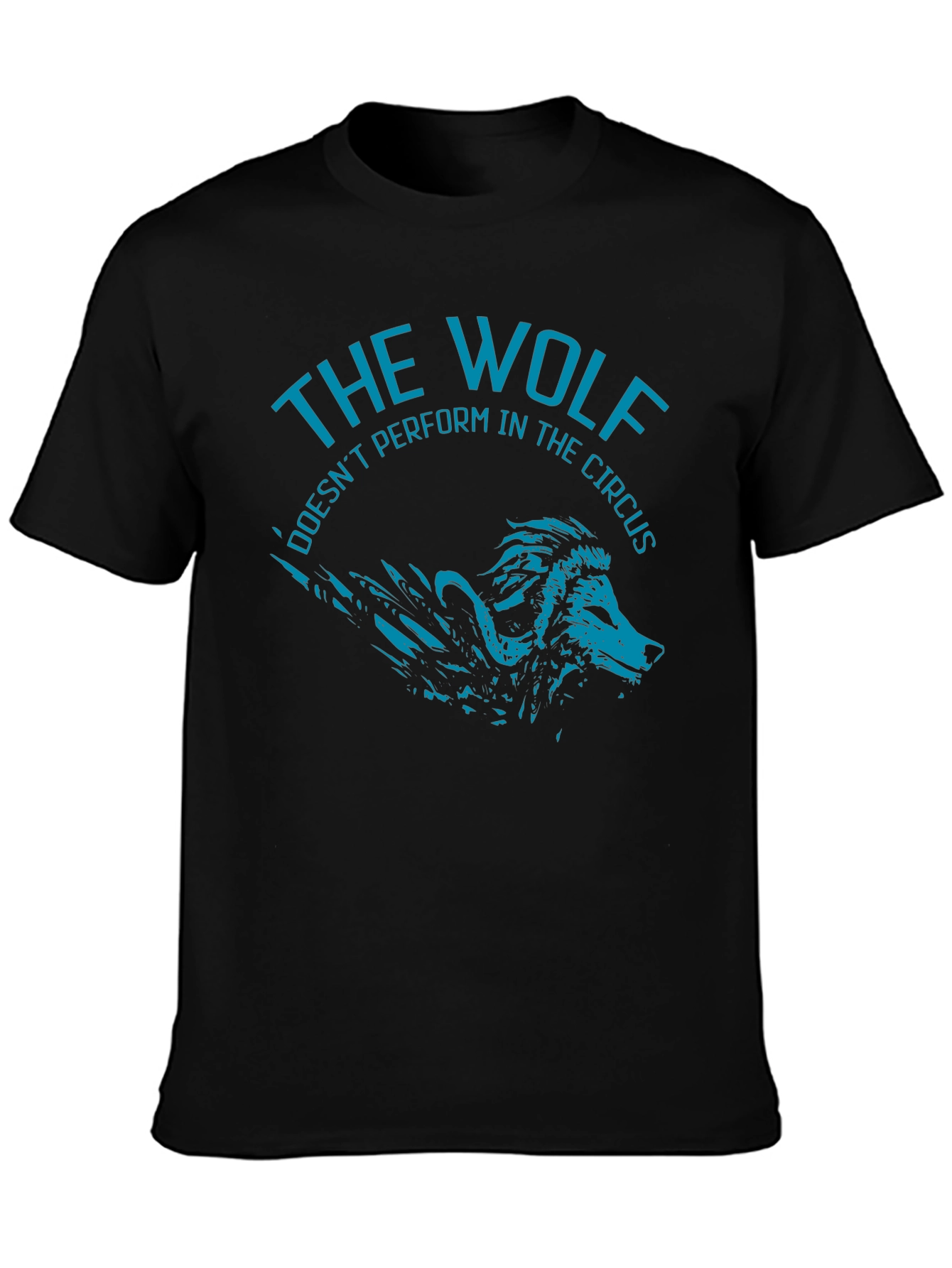Black The Wolf Doesn't Perform T-Shirt - Cool Graphic Tee view 3