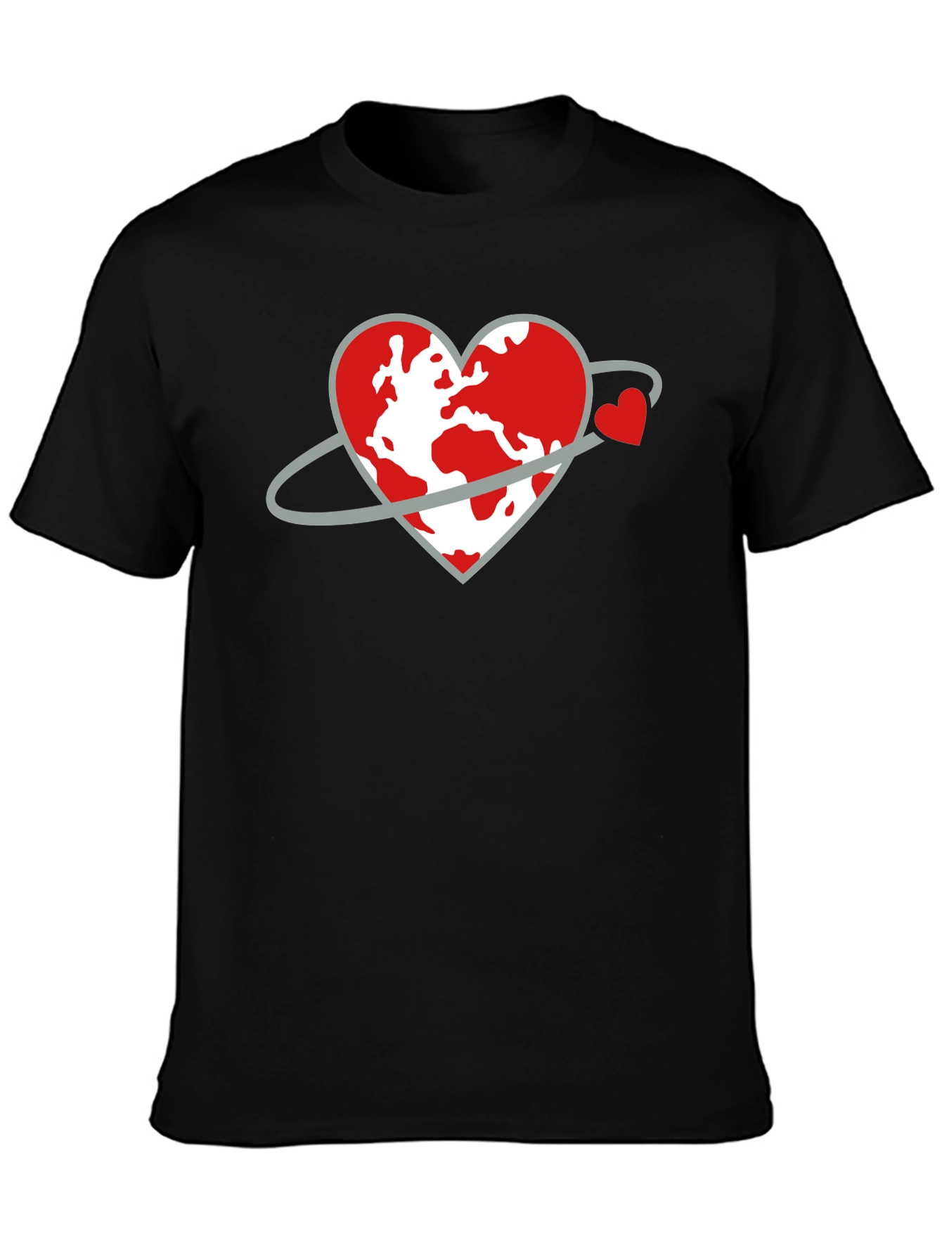 Black Heart Planet Graphic Tee - Love Our World Shirt view 3