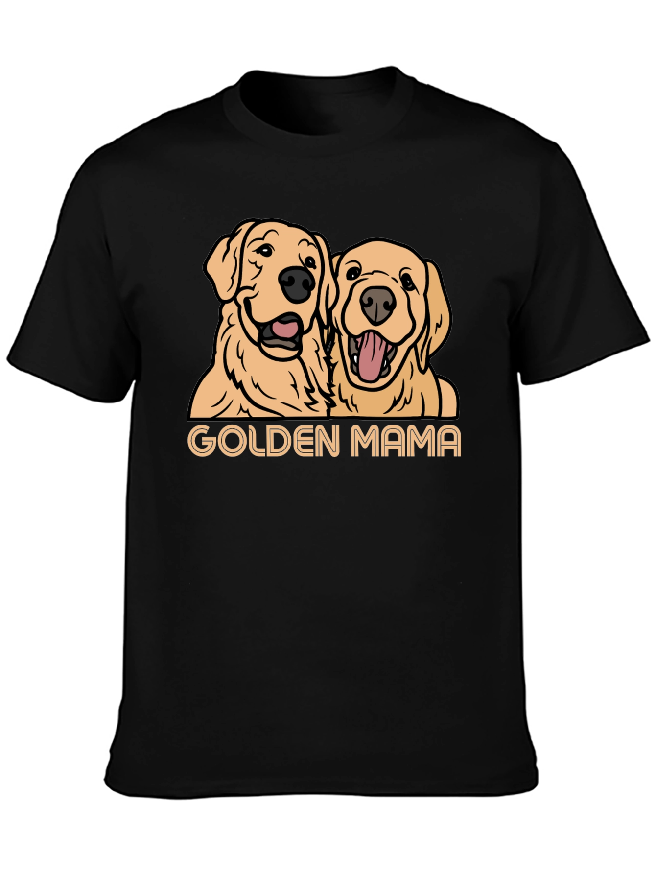 Black Golden Mama Dog T-Shirt - Black view 3