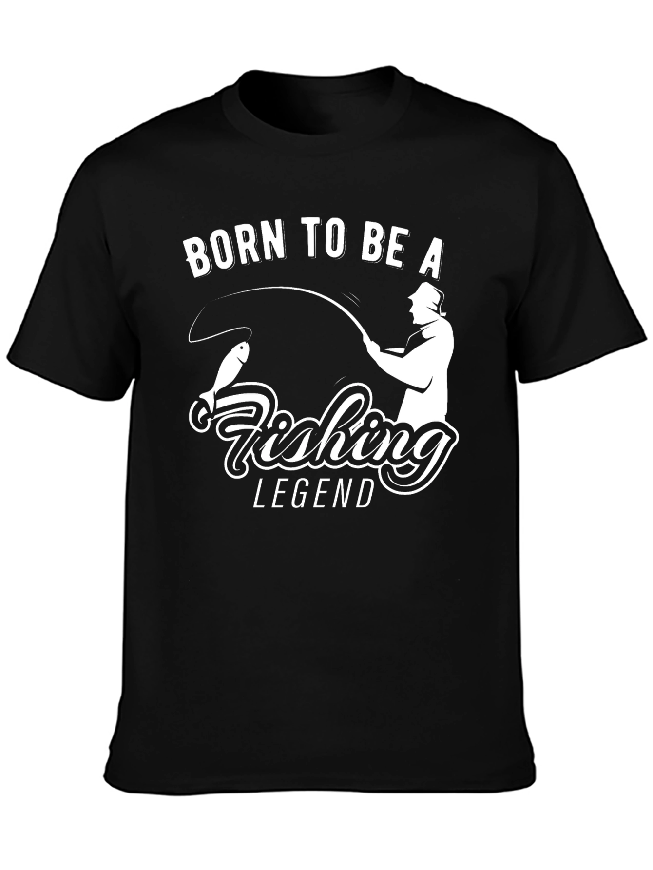 Black Born to Be A Fishing Legend Black T-Shirt view 3