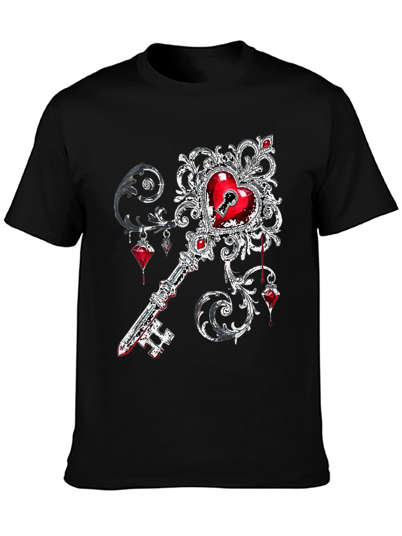 Black Heart Key Graphic Tee view 3