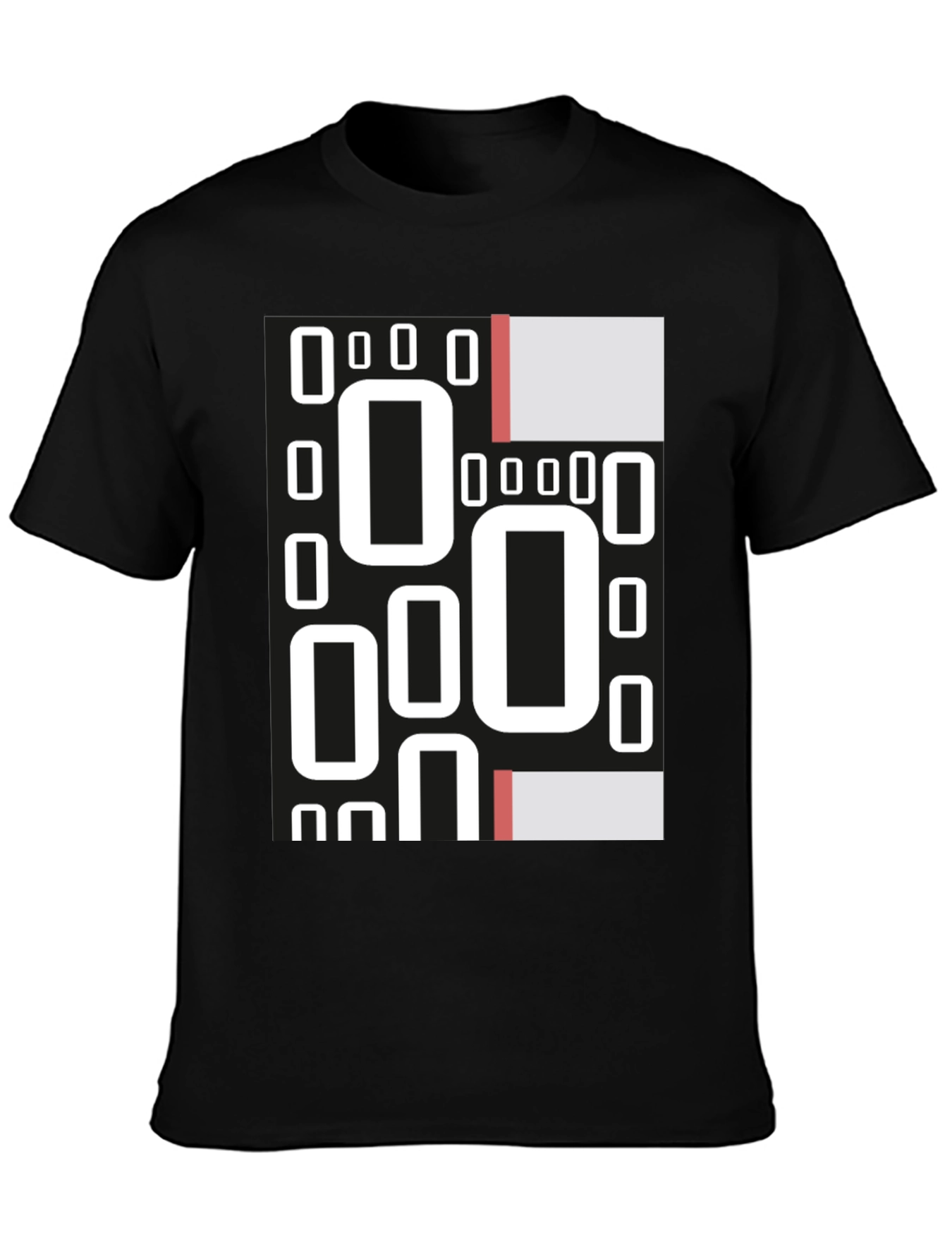 Black Abstract Geometric Patterned Black T-Shirt view 3
