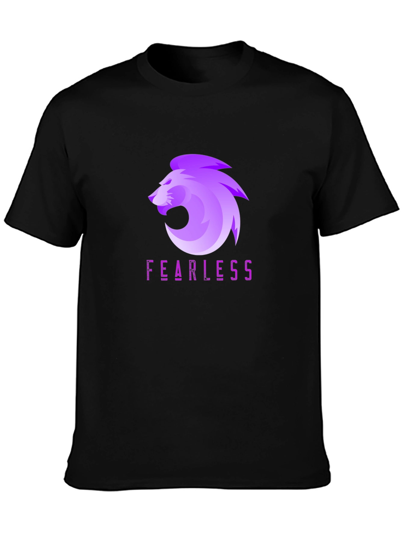Black Fearless Lion Graphic Tee - Black Cotton Blend view 3