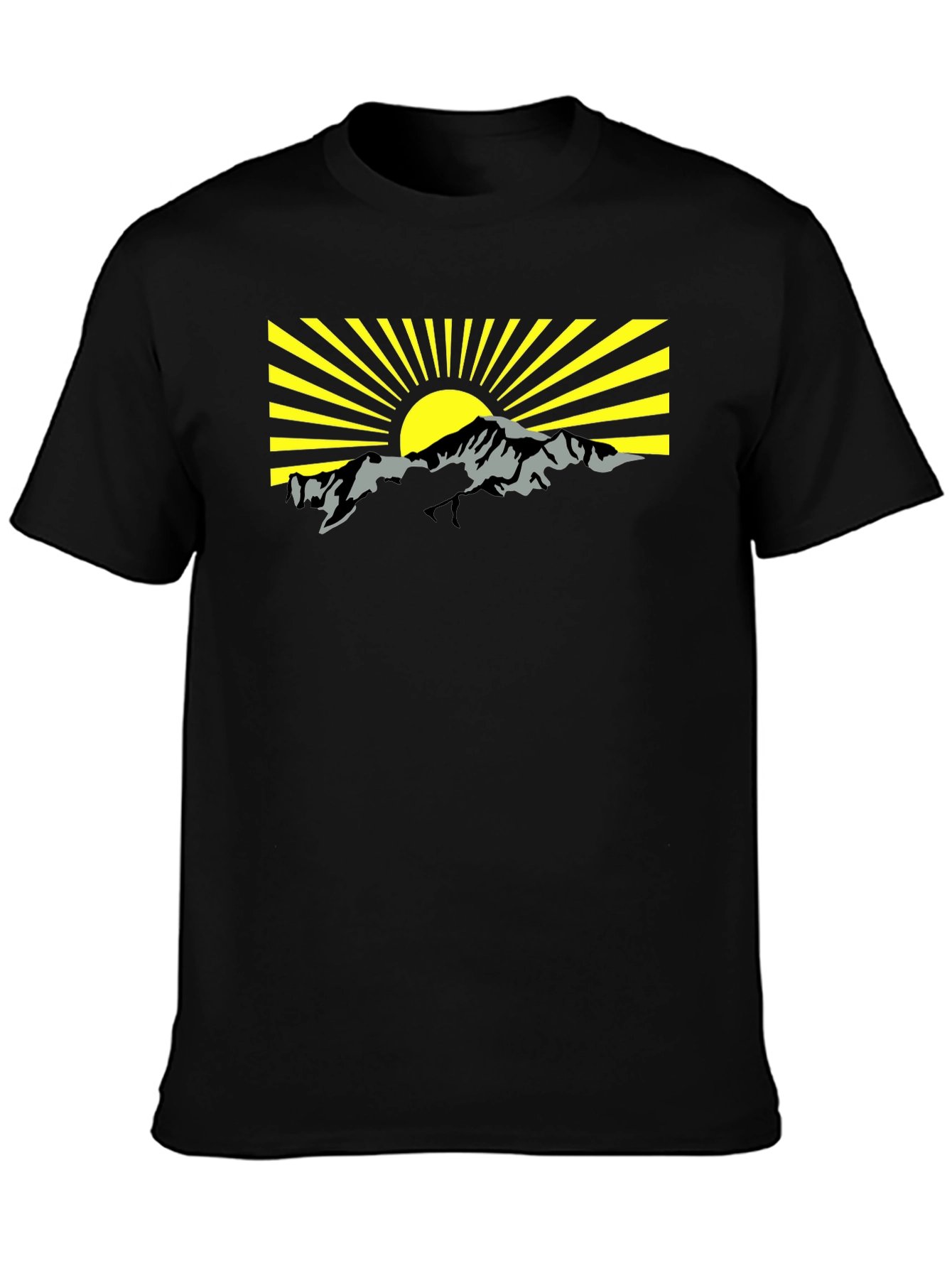 Black Mountain Sunrise Graphic Tee - Black Cotton T-Shirt view 3