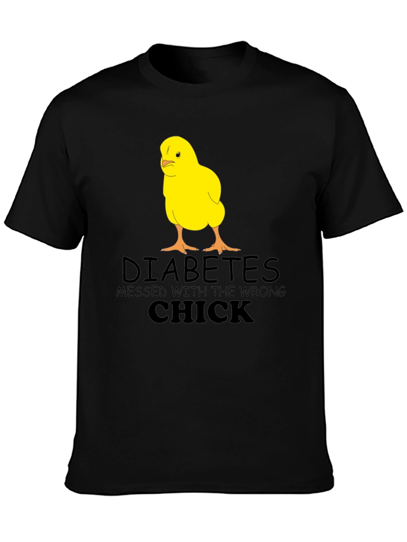 Black Diabetes Wrong Chick T-Shirt, Funny Graphic Tee view 3
