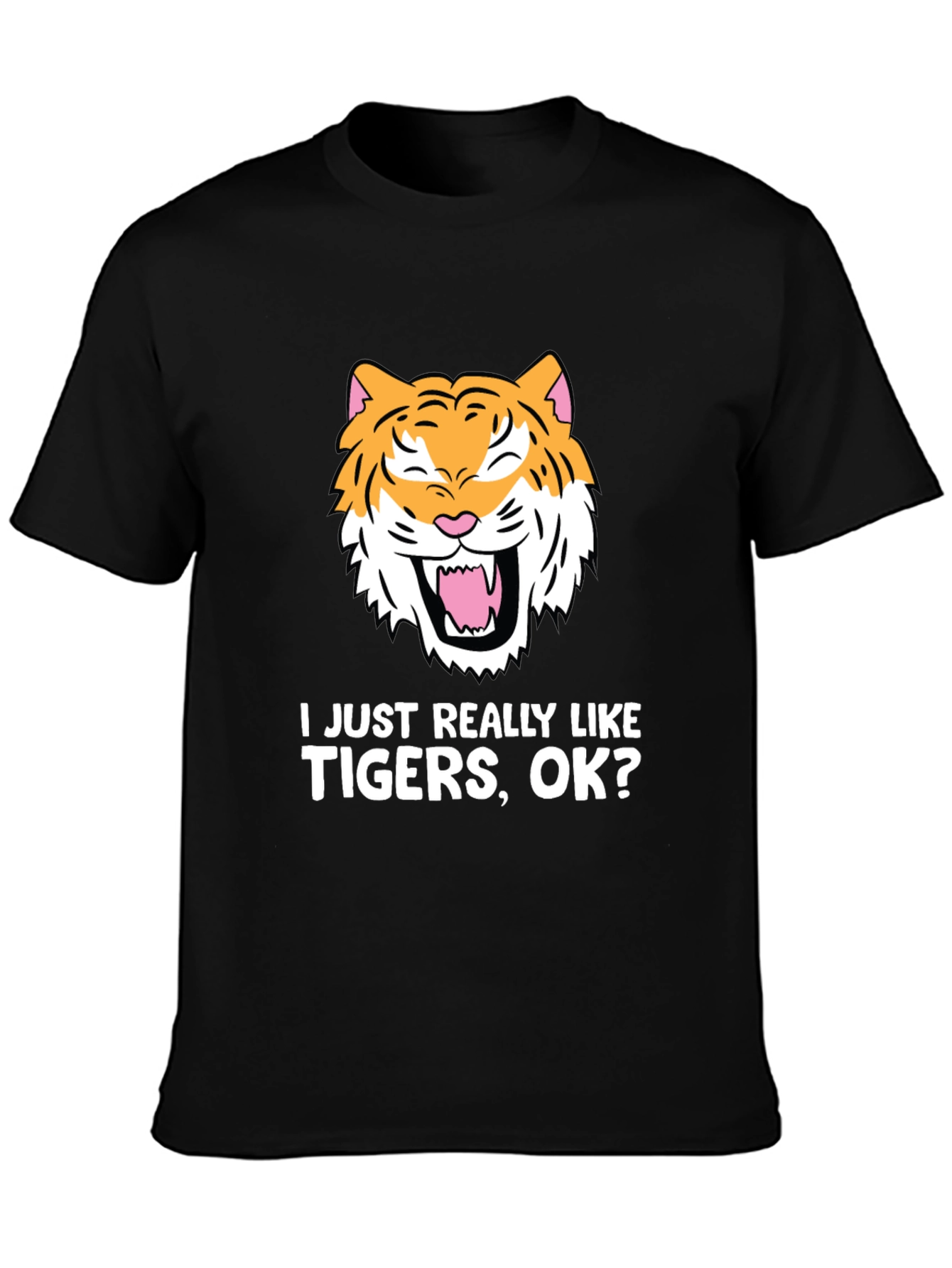 Black Funny Tiger Lover T-Shirt - I Just Really Like Tigers OK? view 3
