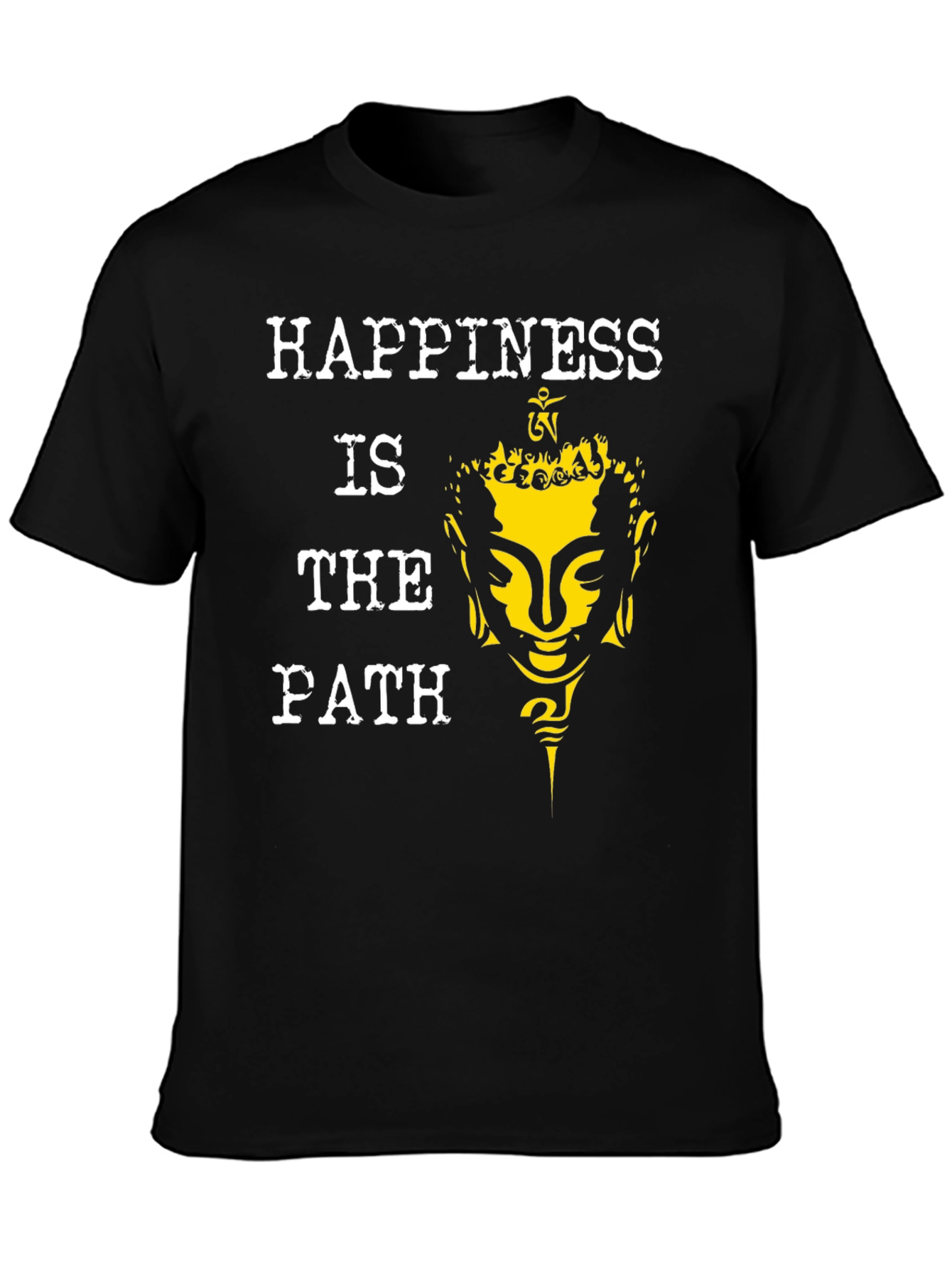 Black Happiness Is The Path Buddha Graphic Tee view 3