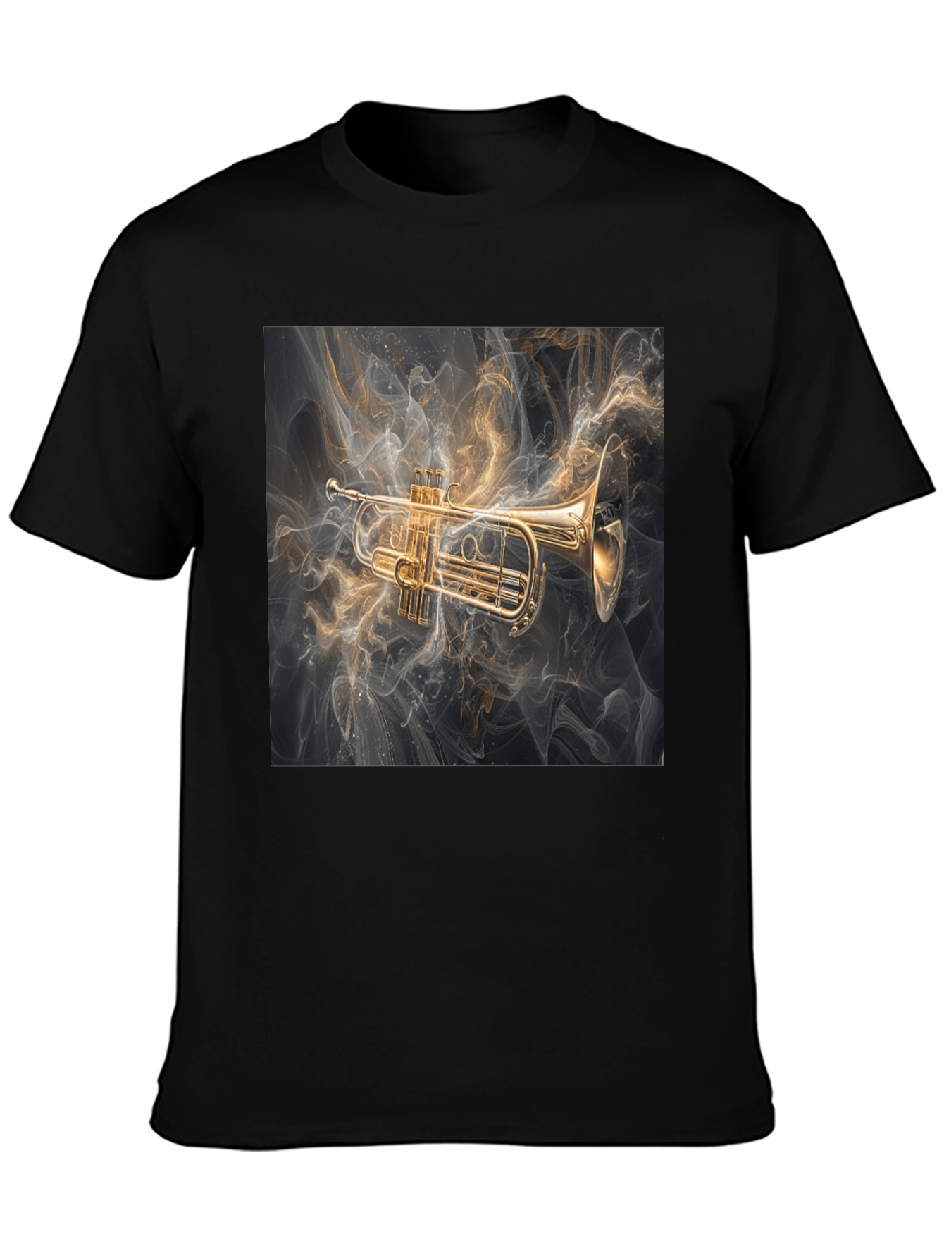 Black Trumpet Graphic Tee - Black Music Lover T-Shirt view 3