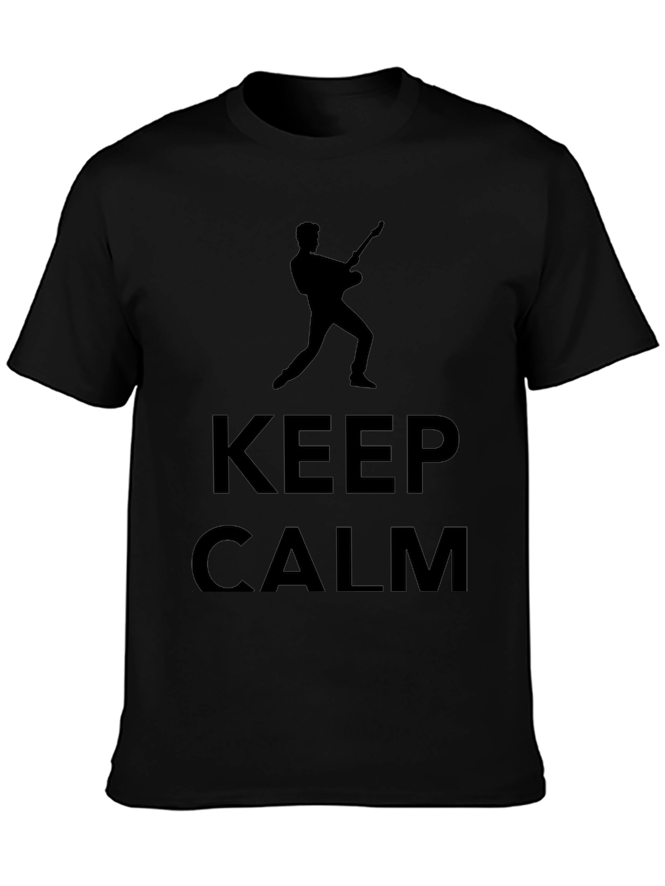 Black Keep Calm Guitarist T-Shirt view 3