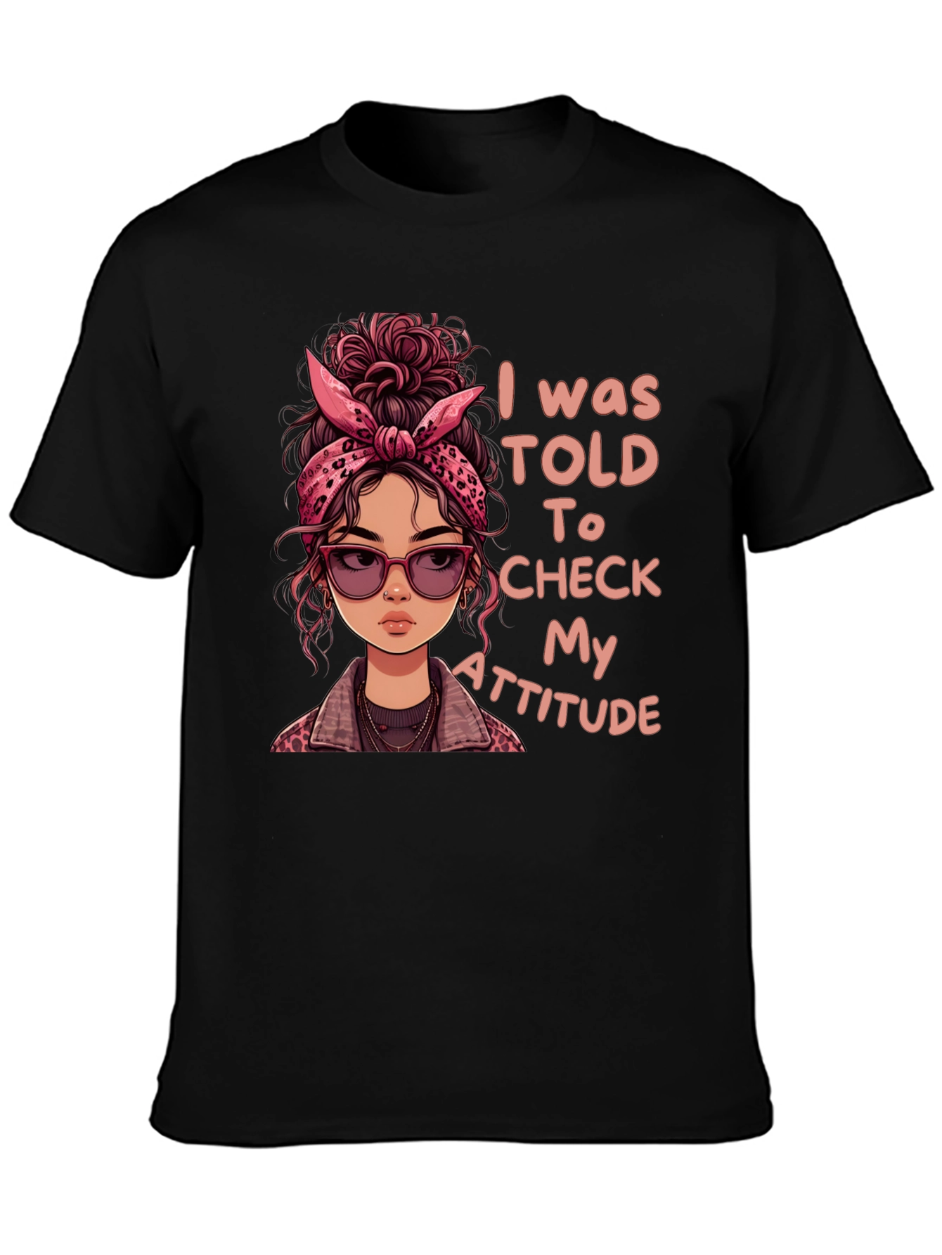 Black Sassy Attitude Graphic Tee - Check My Attitude T-Shirt view 3