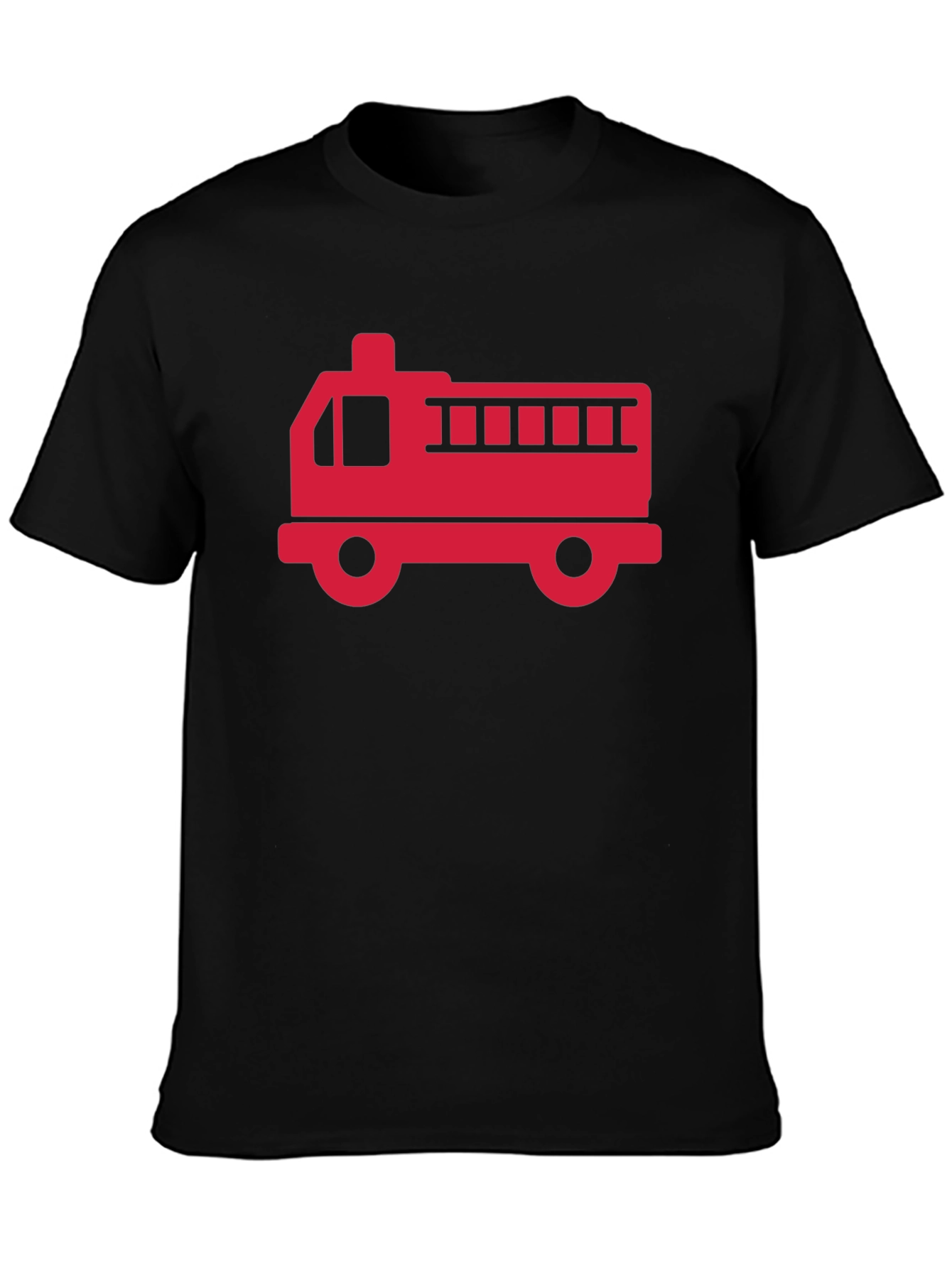 Black Fire Truck T-Shirt - Black Cotton Graphic Tee view 3