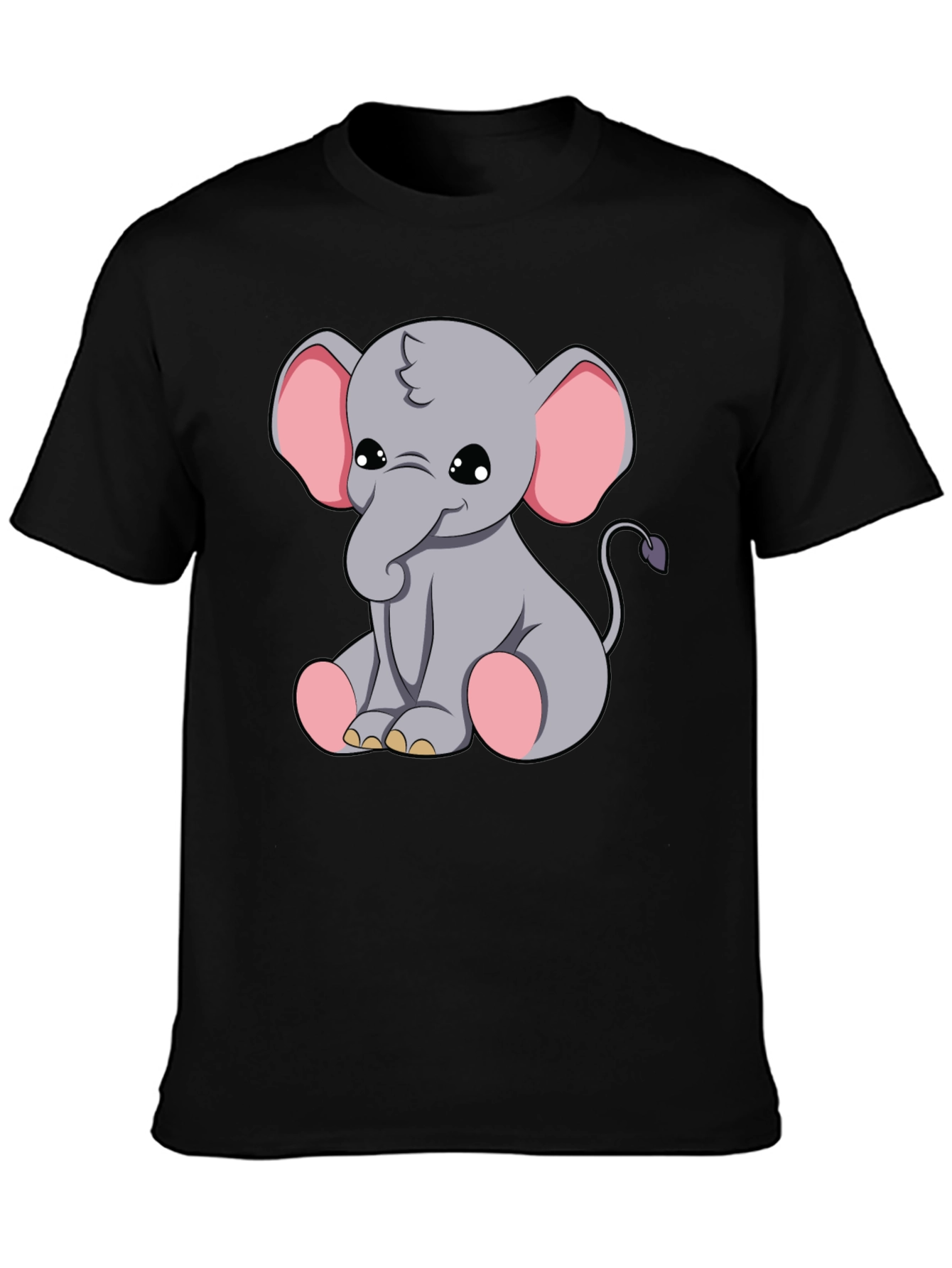 Black Cute Elephant Graphic Tee - Soft Cotton Blend view 3