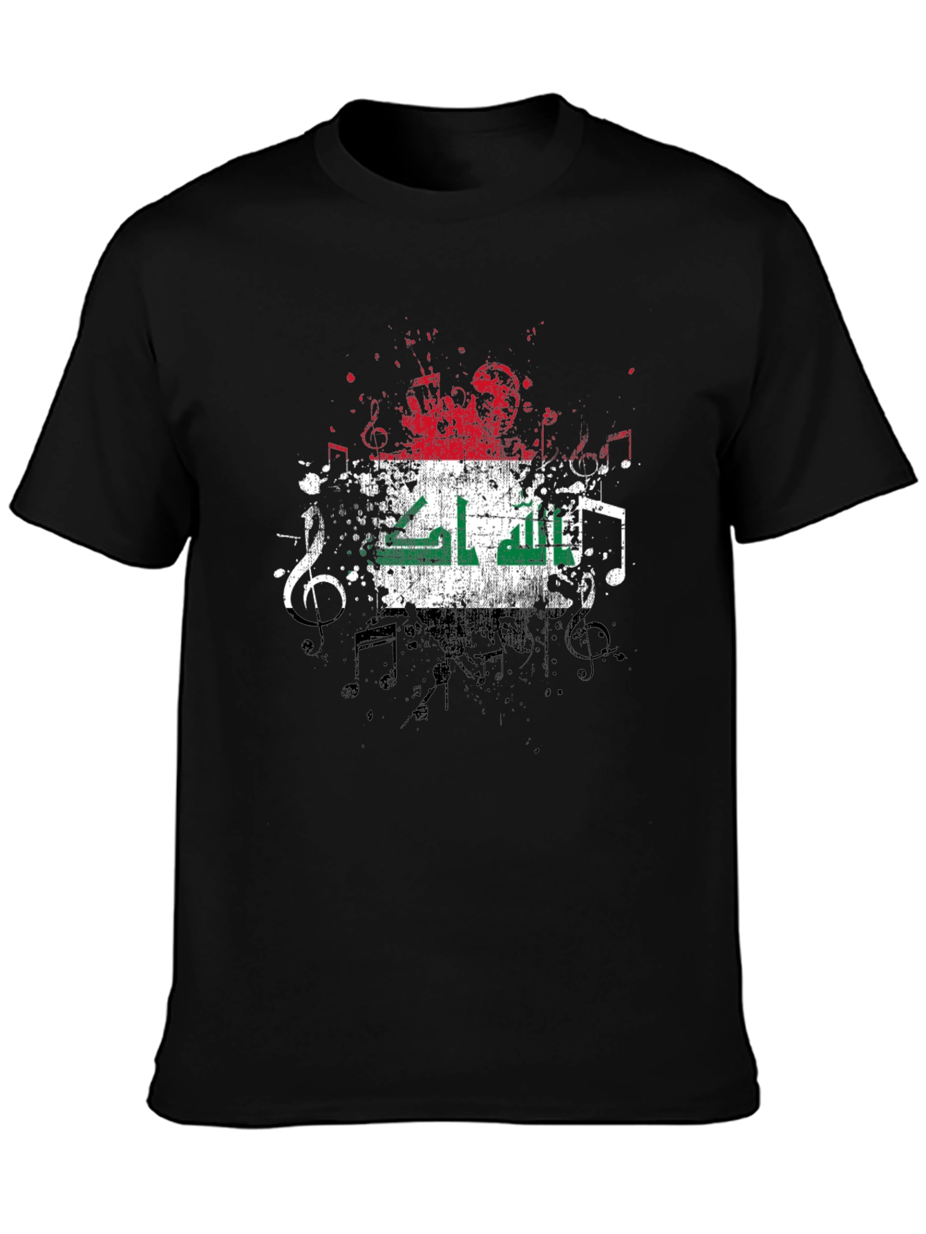 Black Iraq Flag Grunge T-Shirt view 3