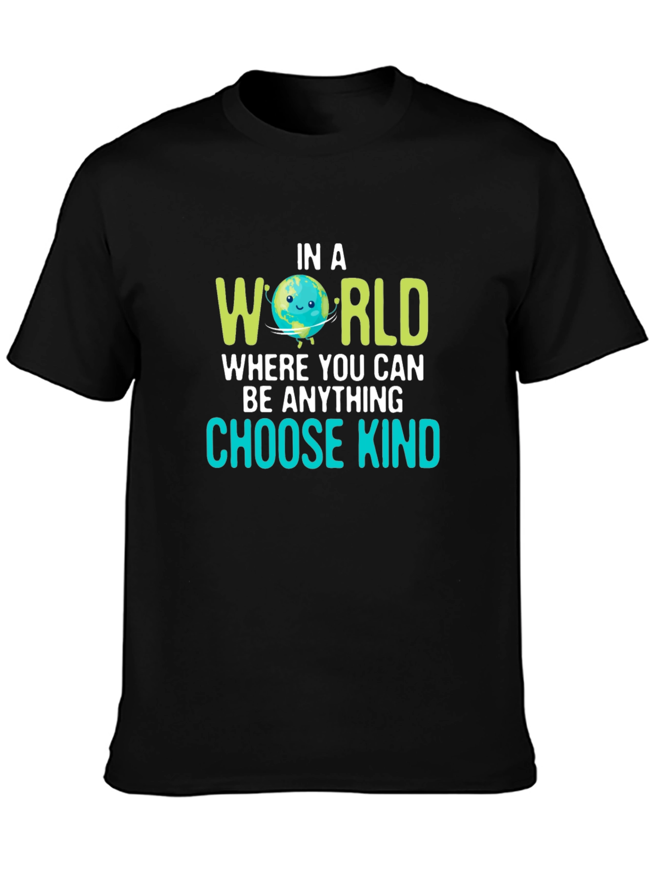Black Choose Kind Earth Graphic Black T-Shirt view 3