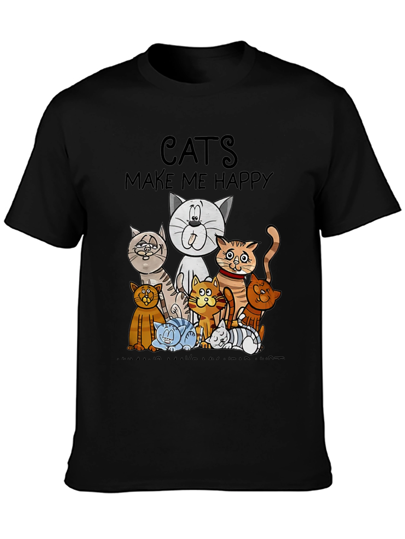 Black Cats Make Me Happy Graphic T-Shirt view 3