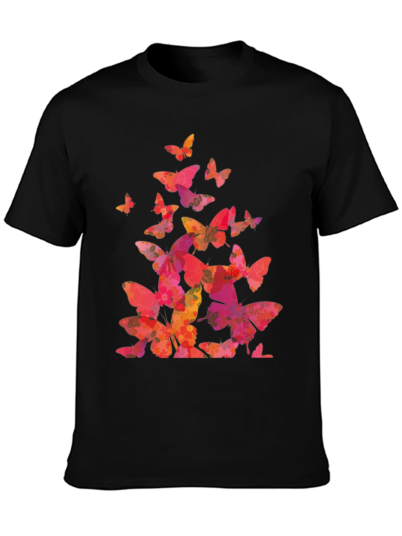Black Butterfly Print Black T-Shirt view 3