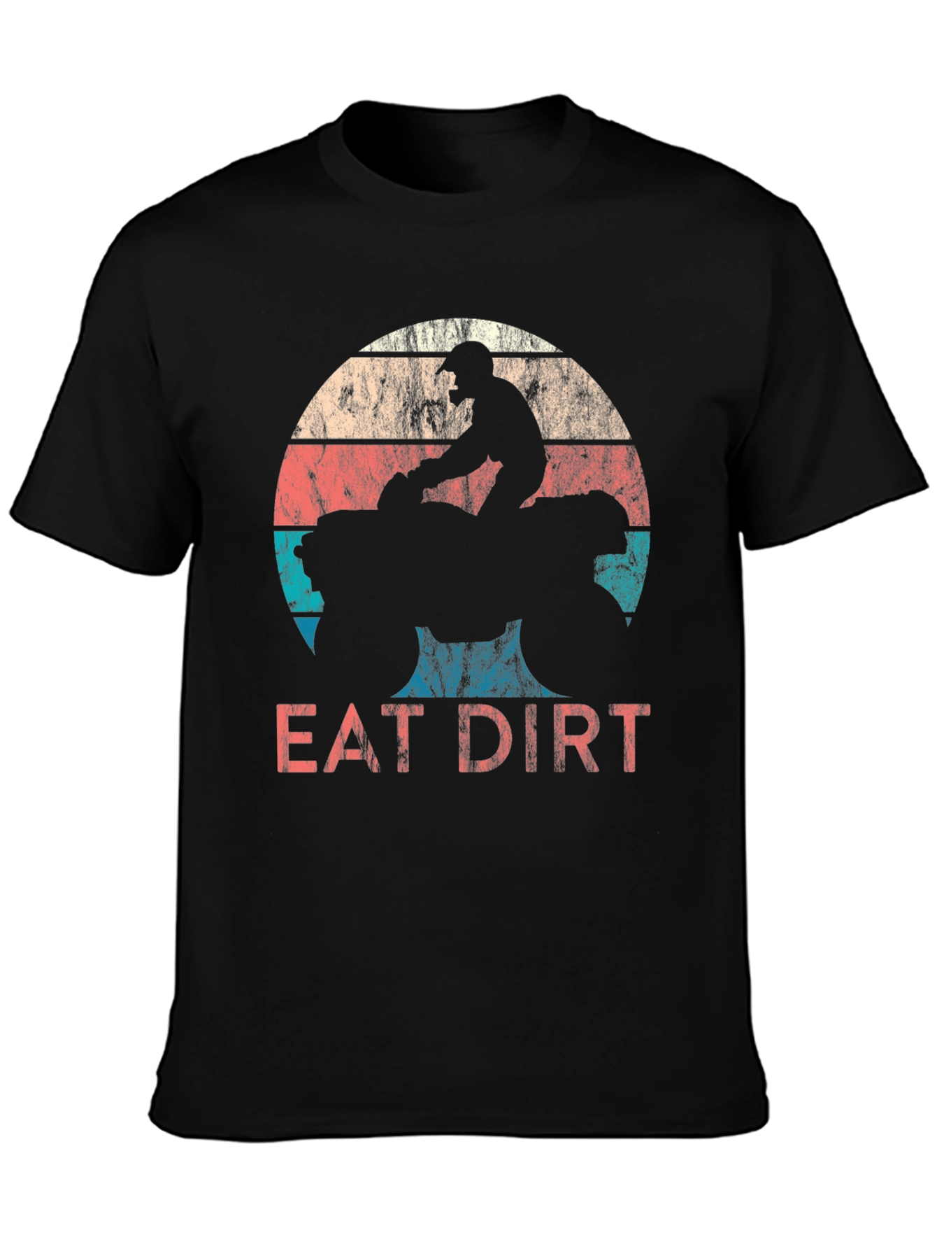 Black Eat Dirt T-Shirt - Retro ATV Motocross Design view 3