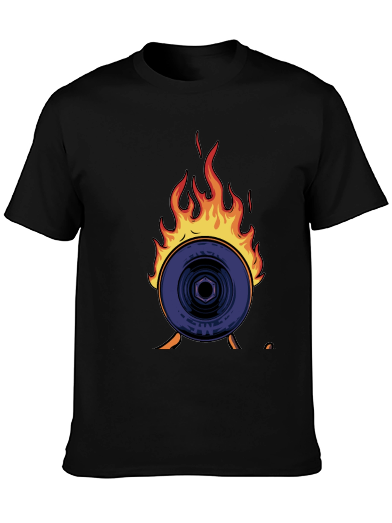 Black Flaming Record Graphic Tee - Bold Statement Shirt view 3
