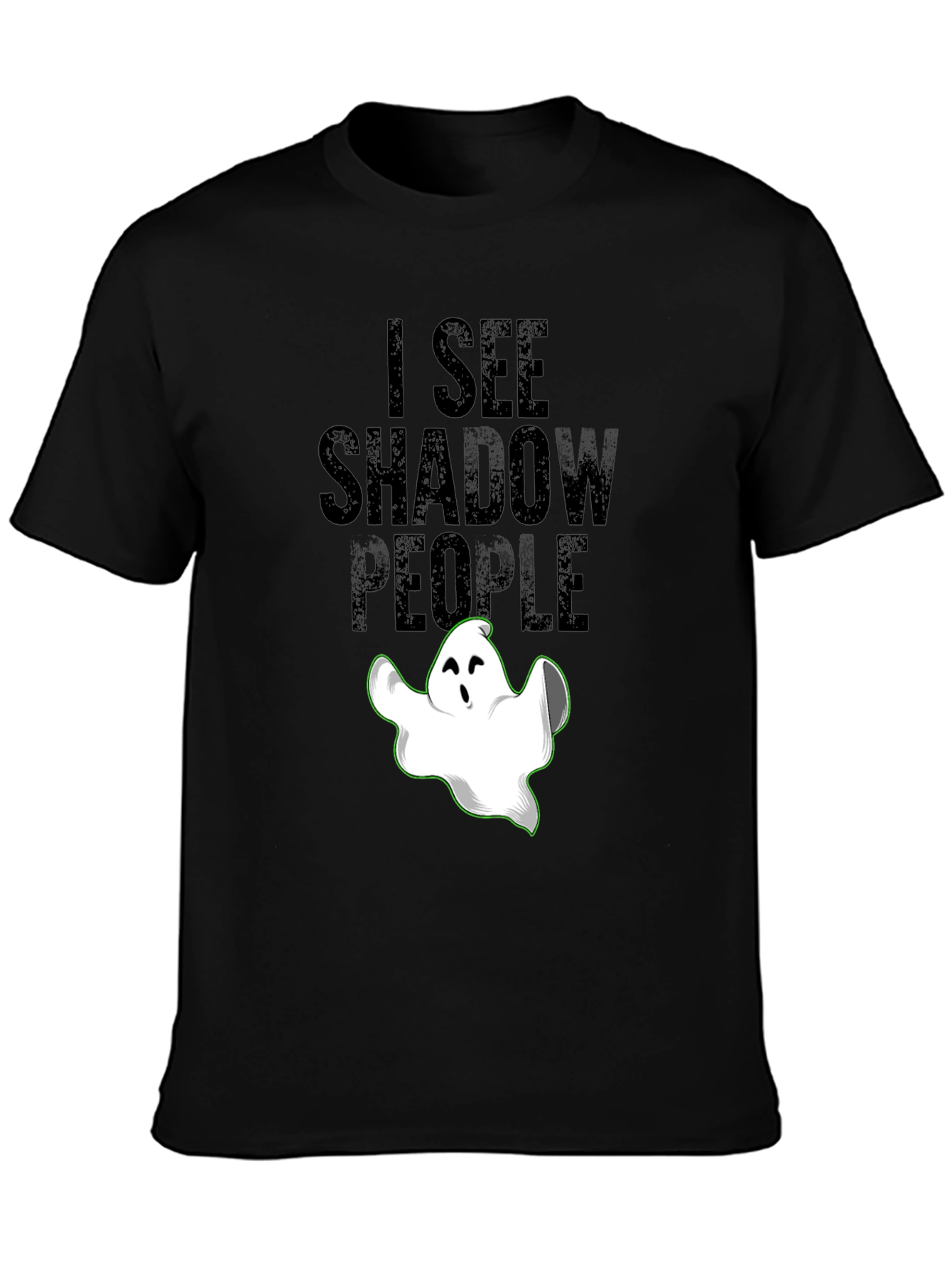 Black I See Shadow People Ghost Graphic Tee - Men's Black T-Shirt view 3
