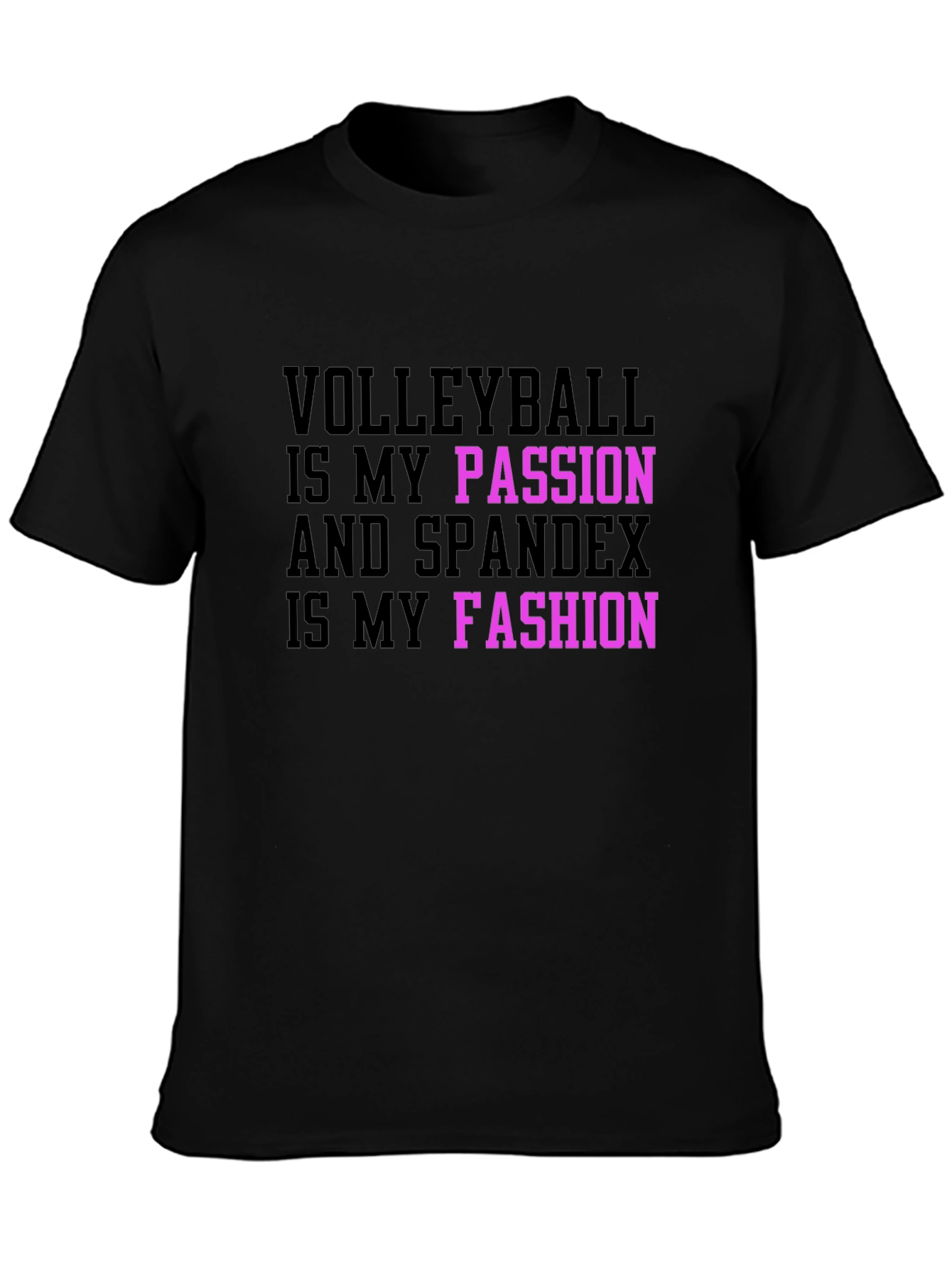 Black Volleyball Passion Spandex Fashion T-Shirt view 3