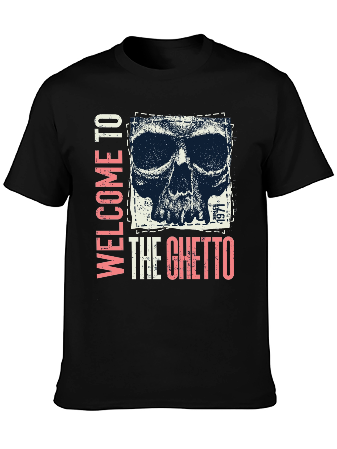 Black Welcome To The Ghetto Skull Graphic Tee view 3