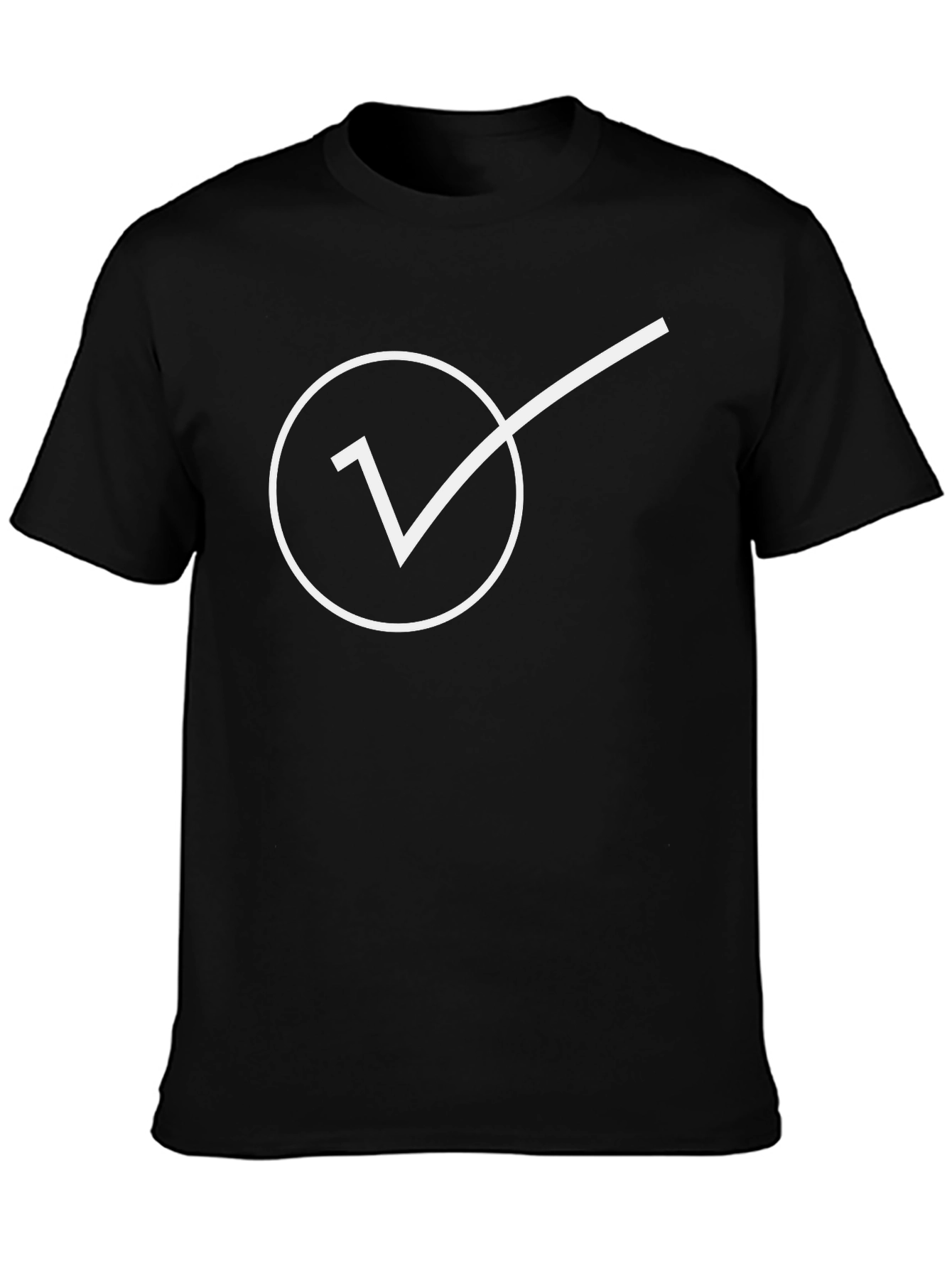 Black Minimalist Check Mark Graphic Tee - Black view 3