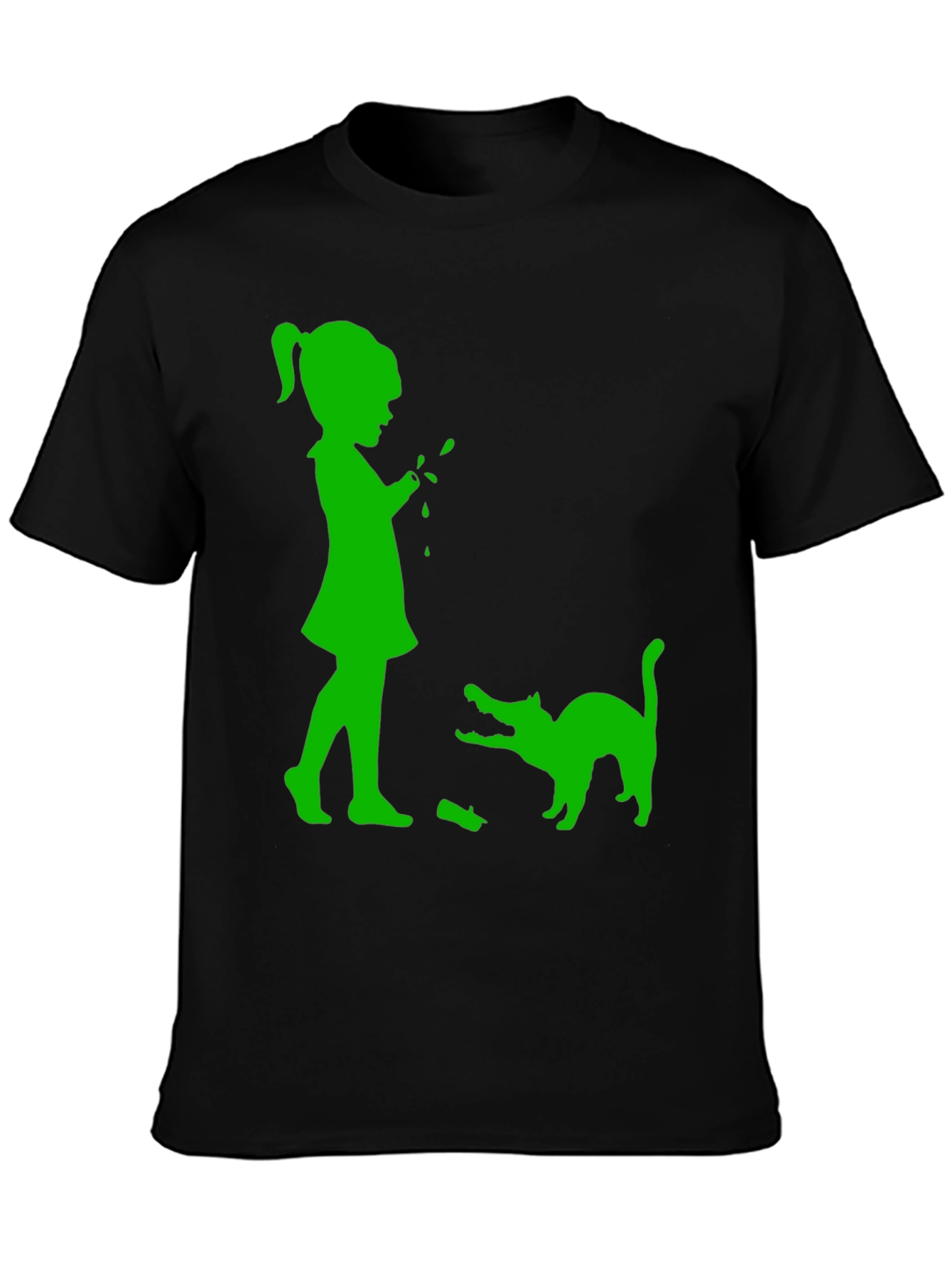 Black Girl & Cat Graphic Tee - Fun, Playful Design view 3