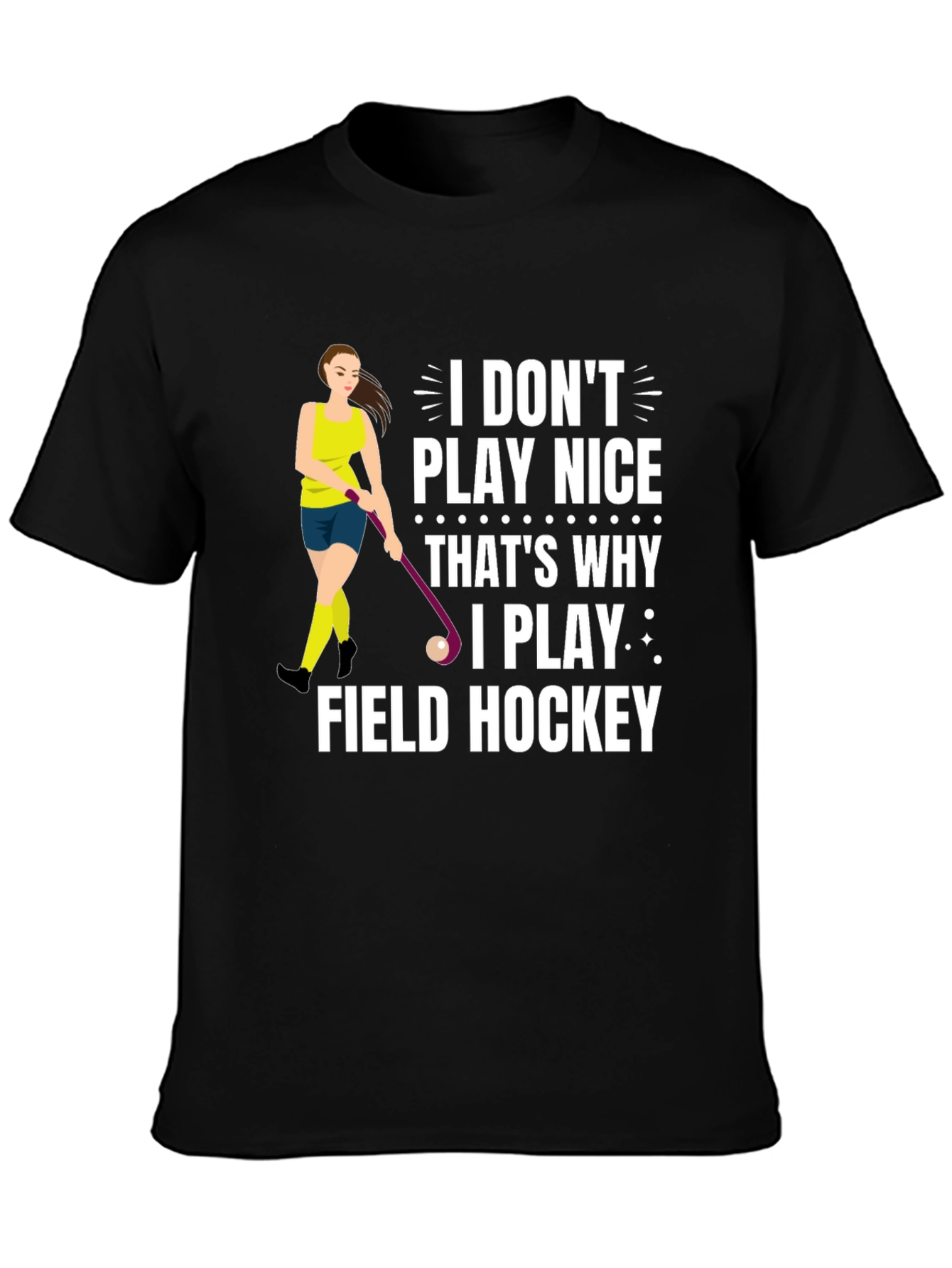 Black Funny Field Hockey T-Shirt view 3