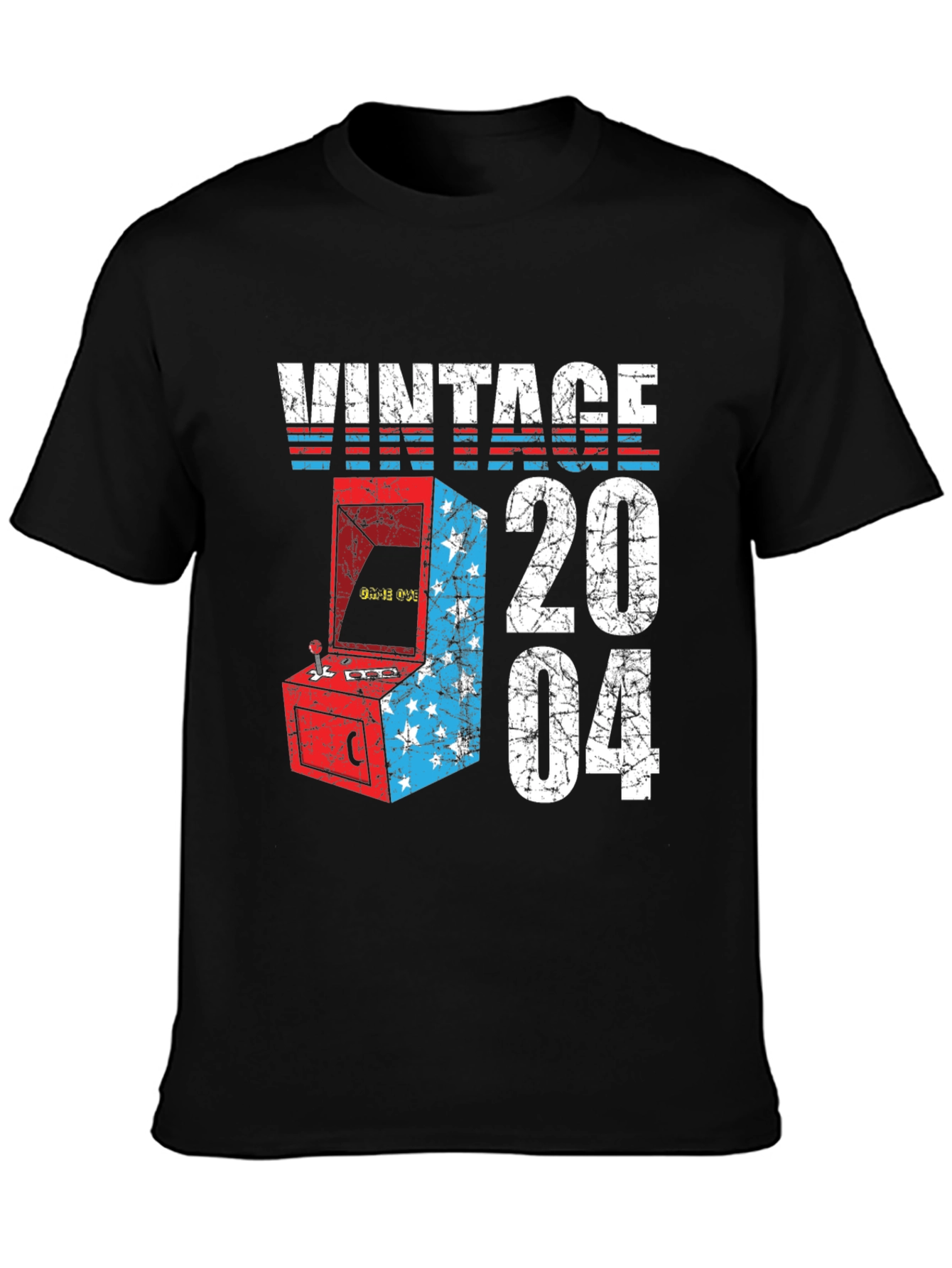 Black Vintage 2004 Arcade Gamer T-Shirt view 3