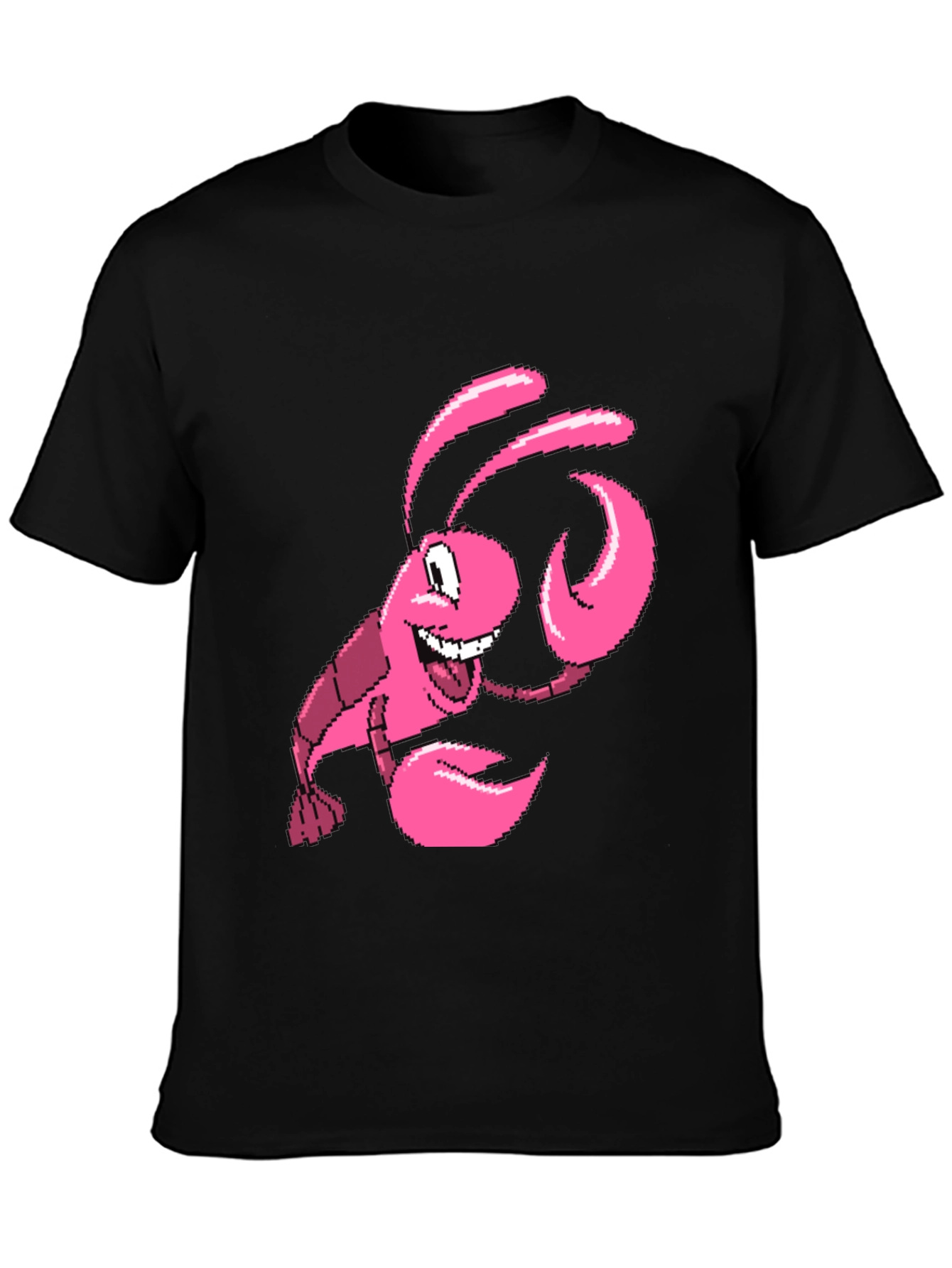 Black Pink Lobster Graphic Tee - Quirky Novelty T-Shirt view 3