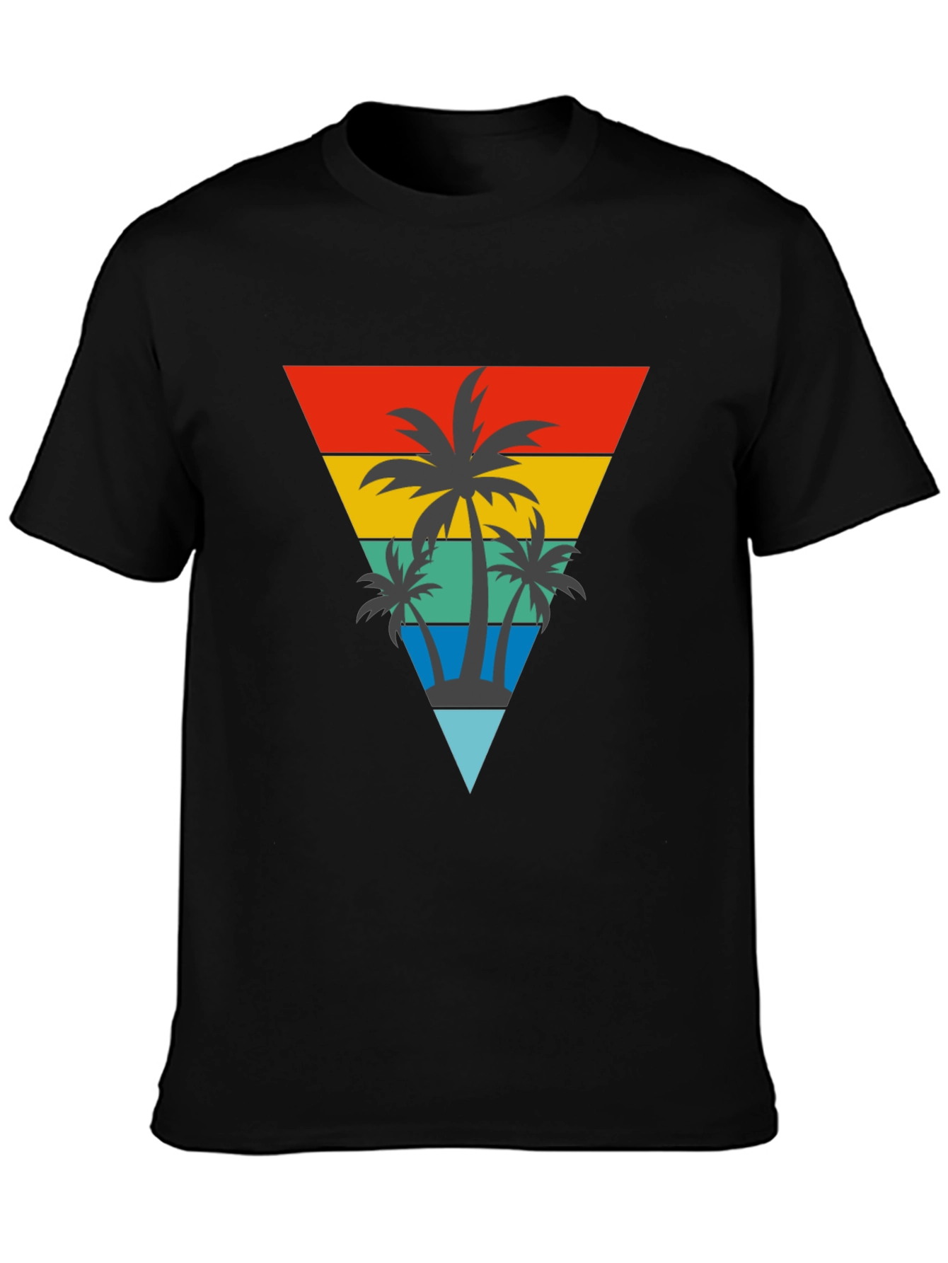Black Retro Palm Tree Graphic T-Shirt view 3
