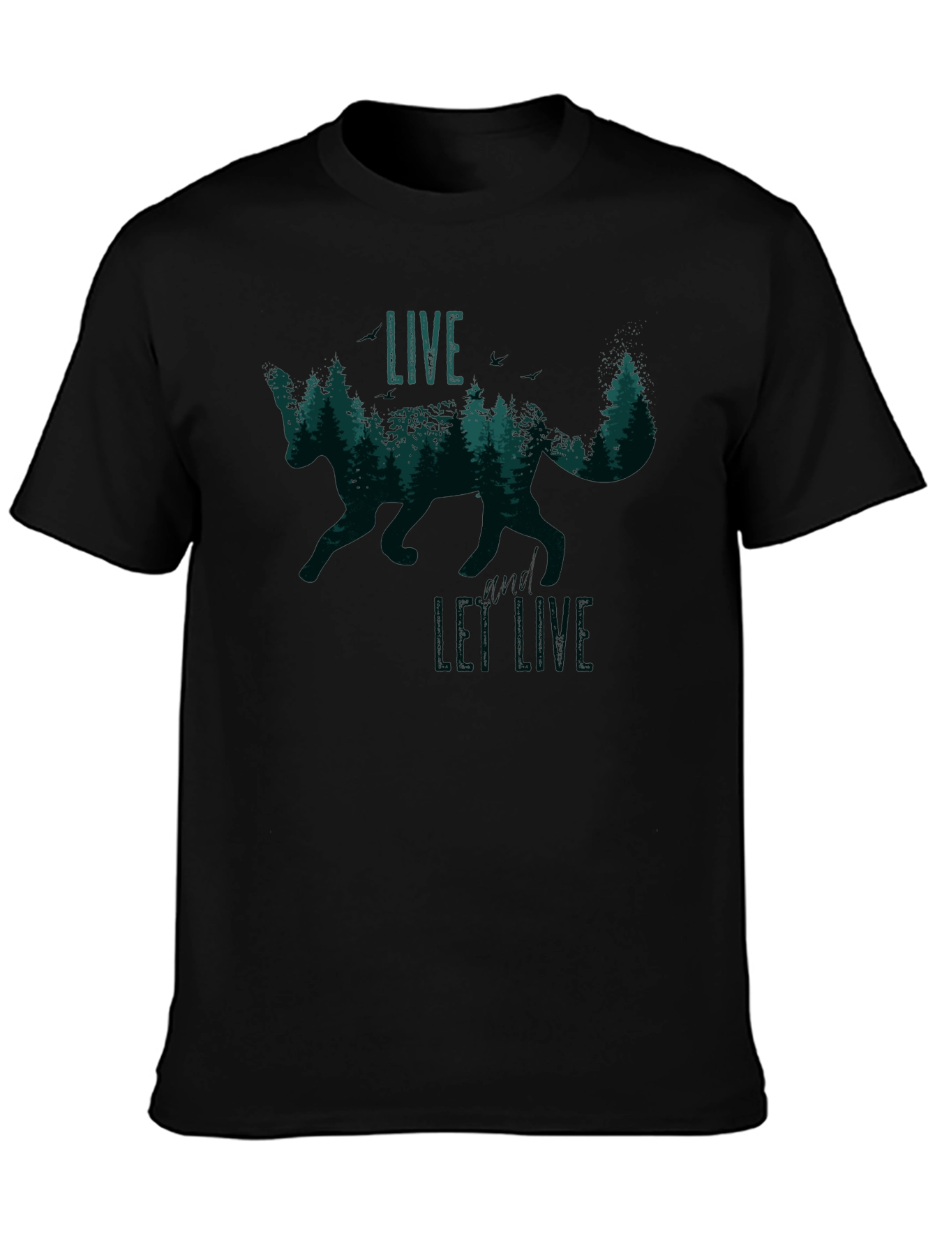 Black Live and Let Live Fox Graphic T-Shirt view 3