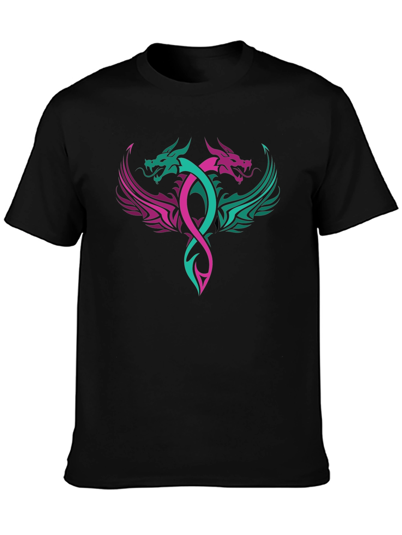 Black Dual Dragon Graphic Tee - Edgy Style view 3