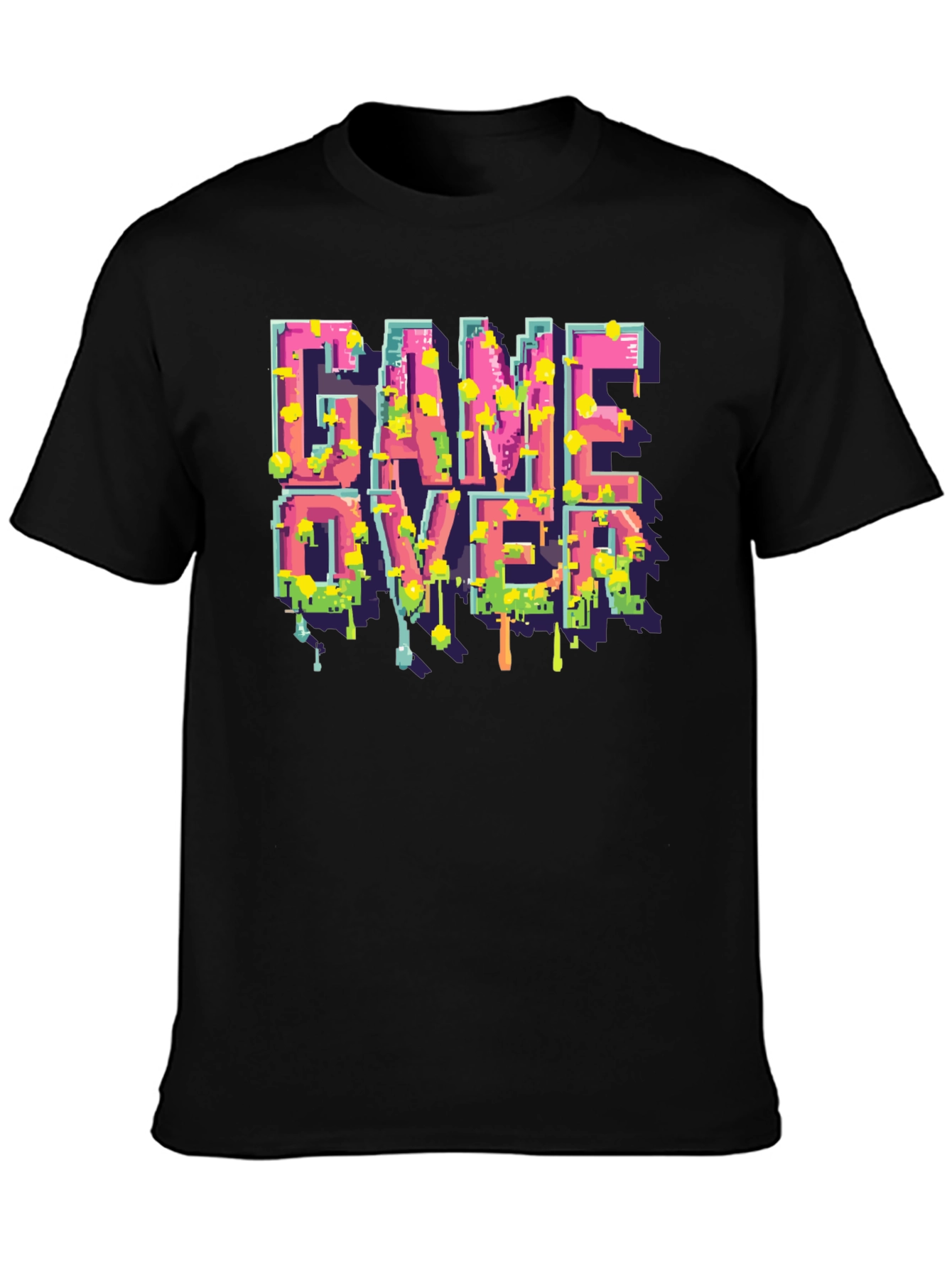 Black Game Over Pixelated T-Shirt view 3