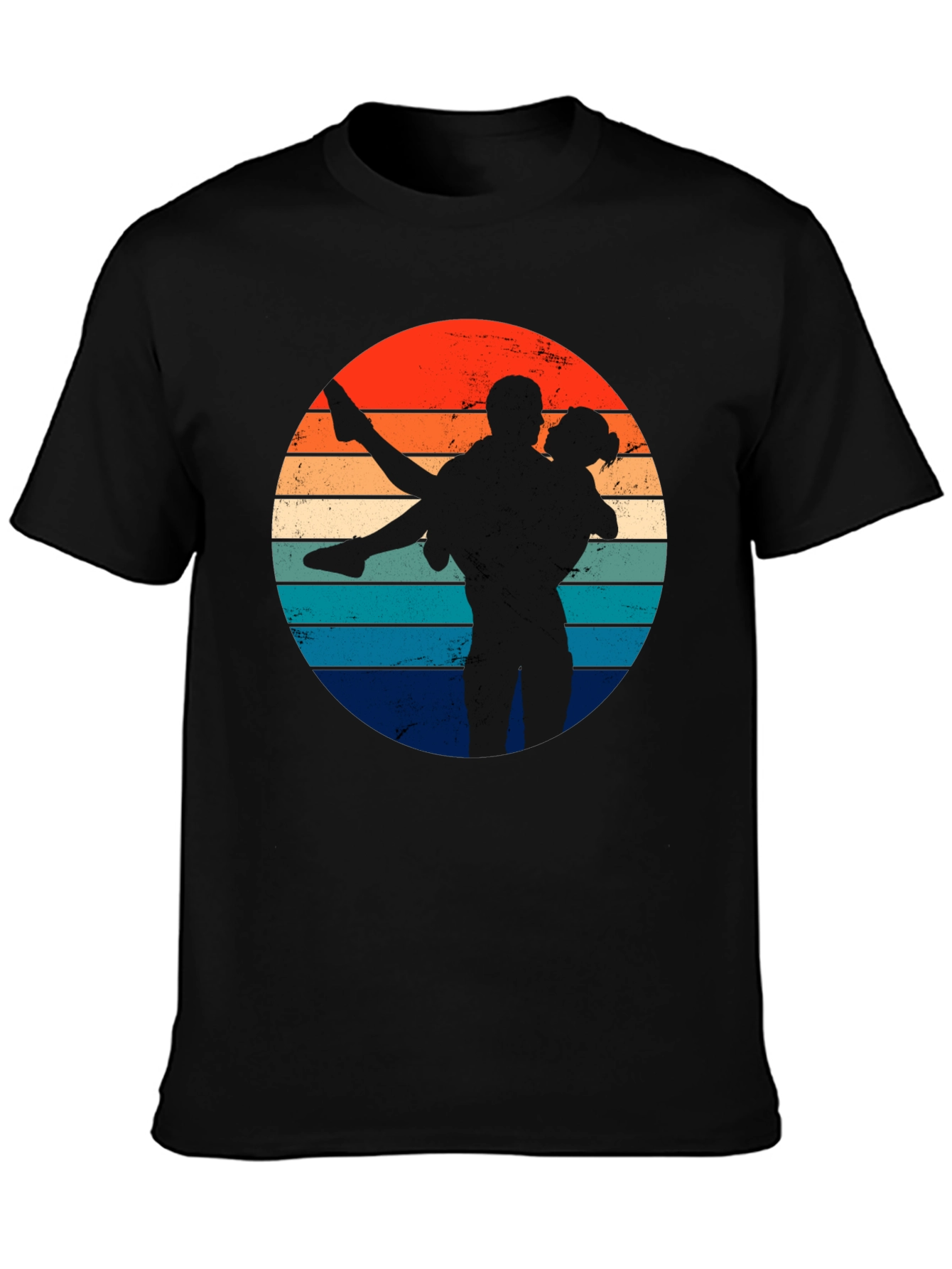 Black Retro Sunset Silhouette Couple T-Shirt view 3