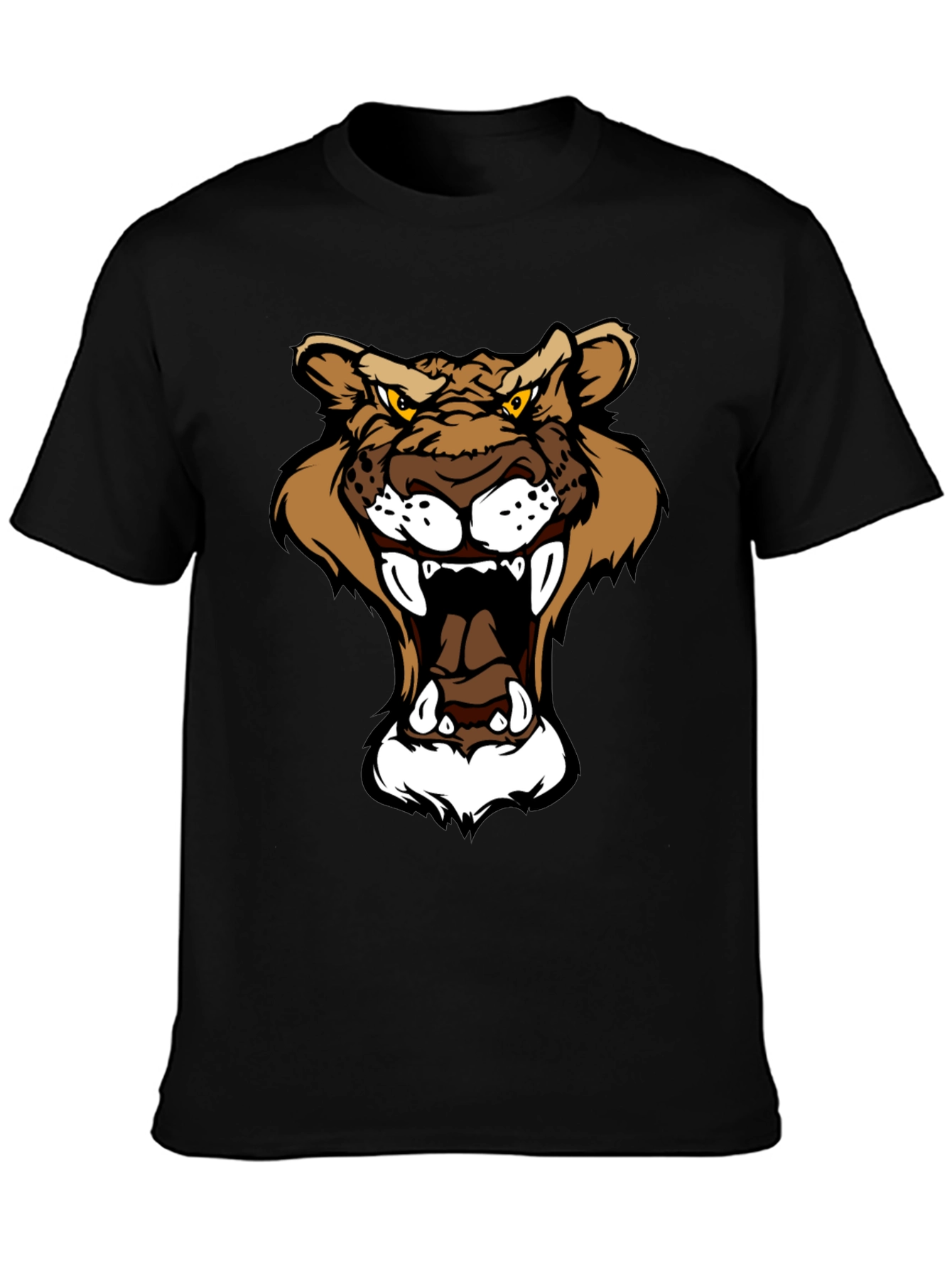 Black Roaring Mountain Lion Graphic T-Shirt view 3