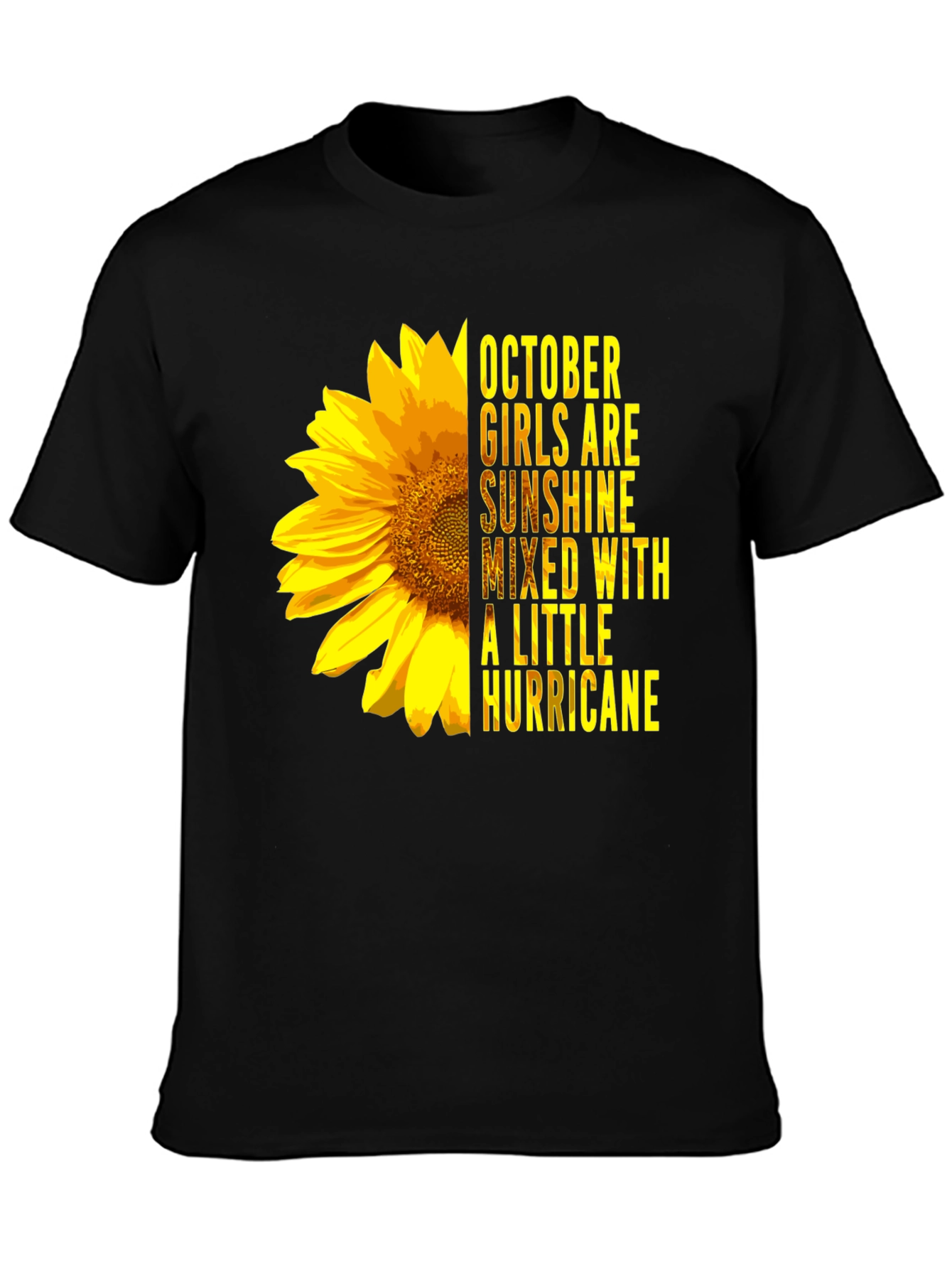 Black October Girl Sunflower Graphic Tee - Black view 3