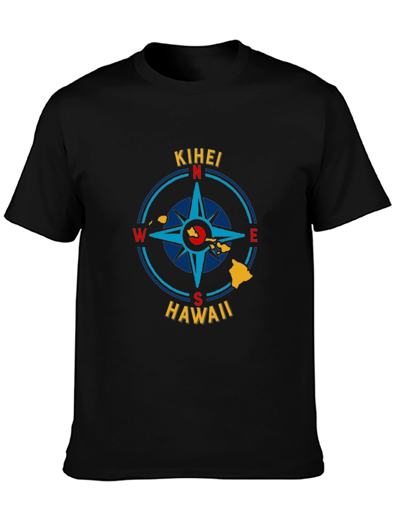 Black Kihei Hawaii Compass Graphic T-Shirt view 3