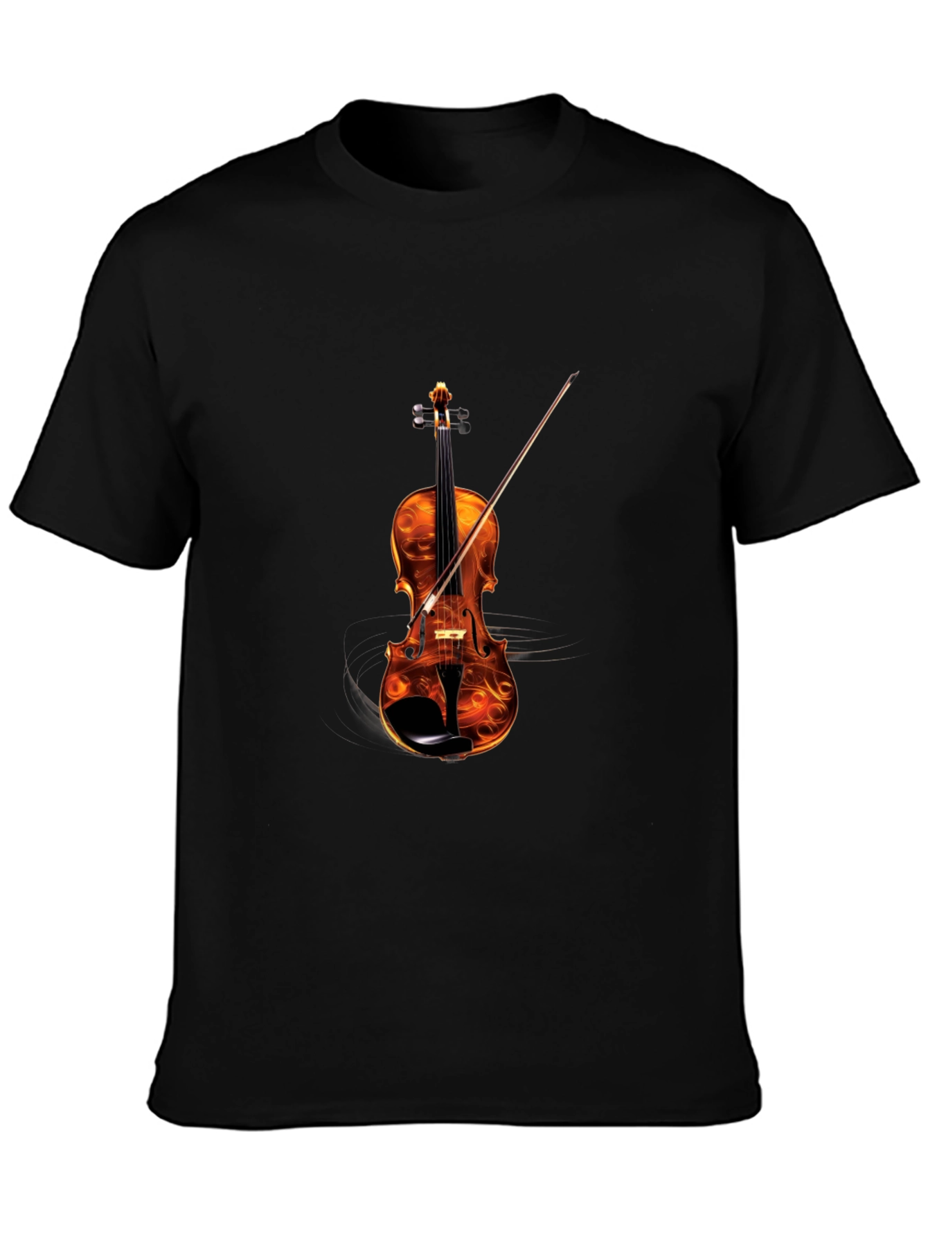 Black Fiery Violin Graphic Tee - Musician's Statement Shirt view 3