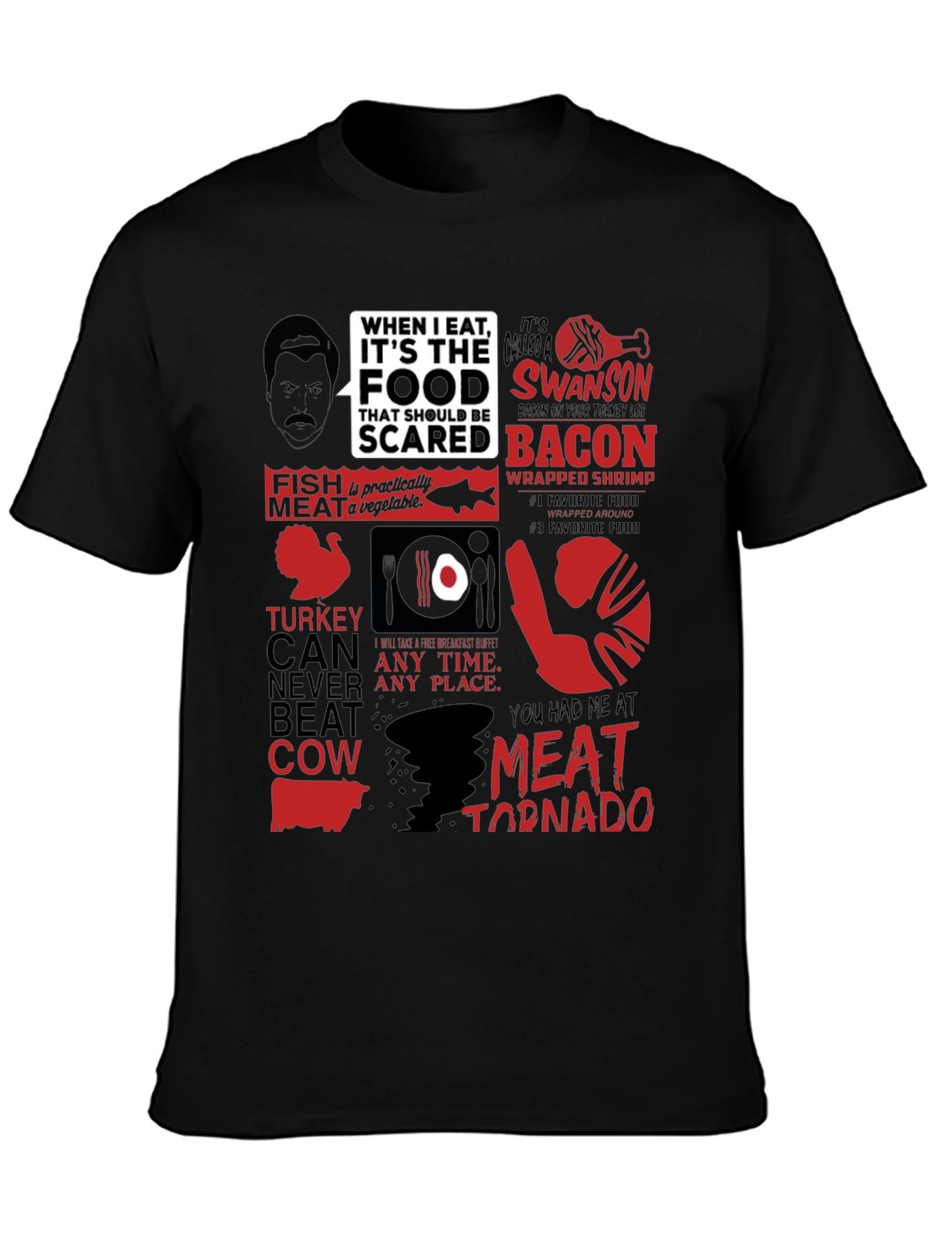 Ron Swanson Food T-Shirt - Meat Tornado Humor Tee - 3