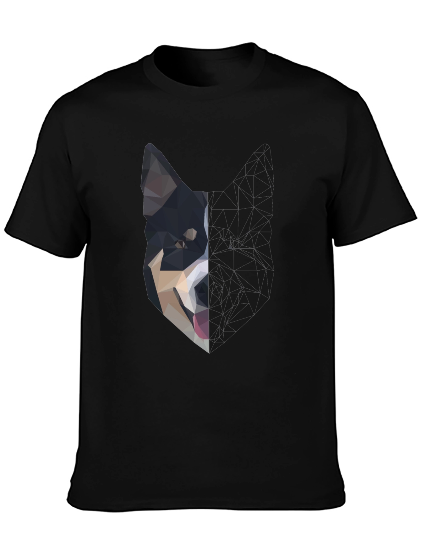 Black Abstract Dog Graphic Black T-Shirt view 3